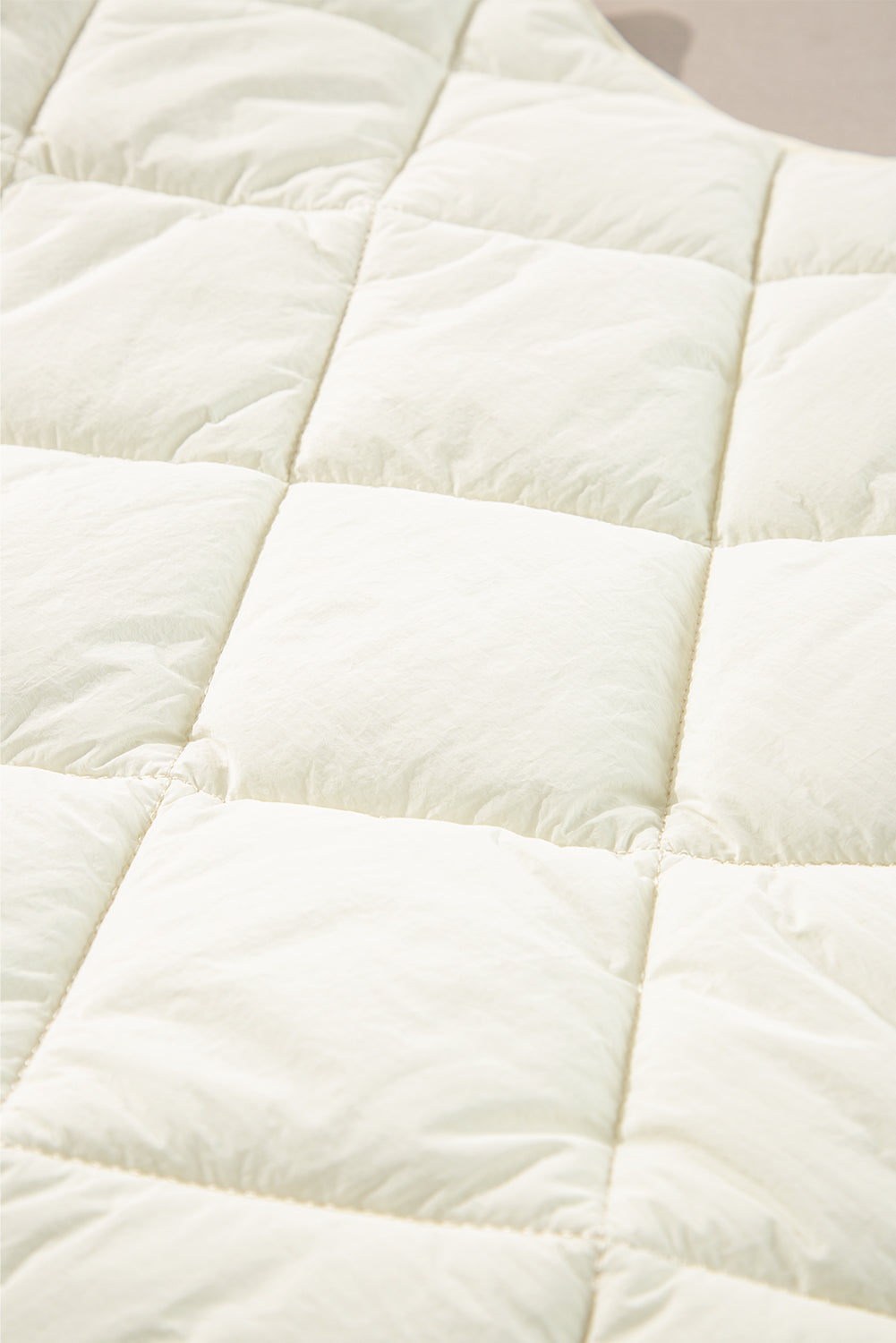 Quilted High Neck Button-Up Pocket Gilet – Beige
