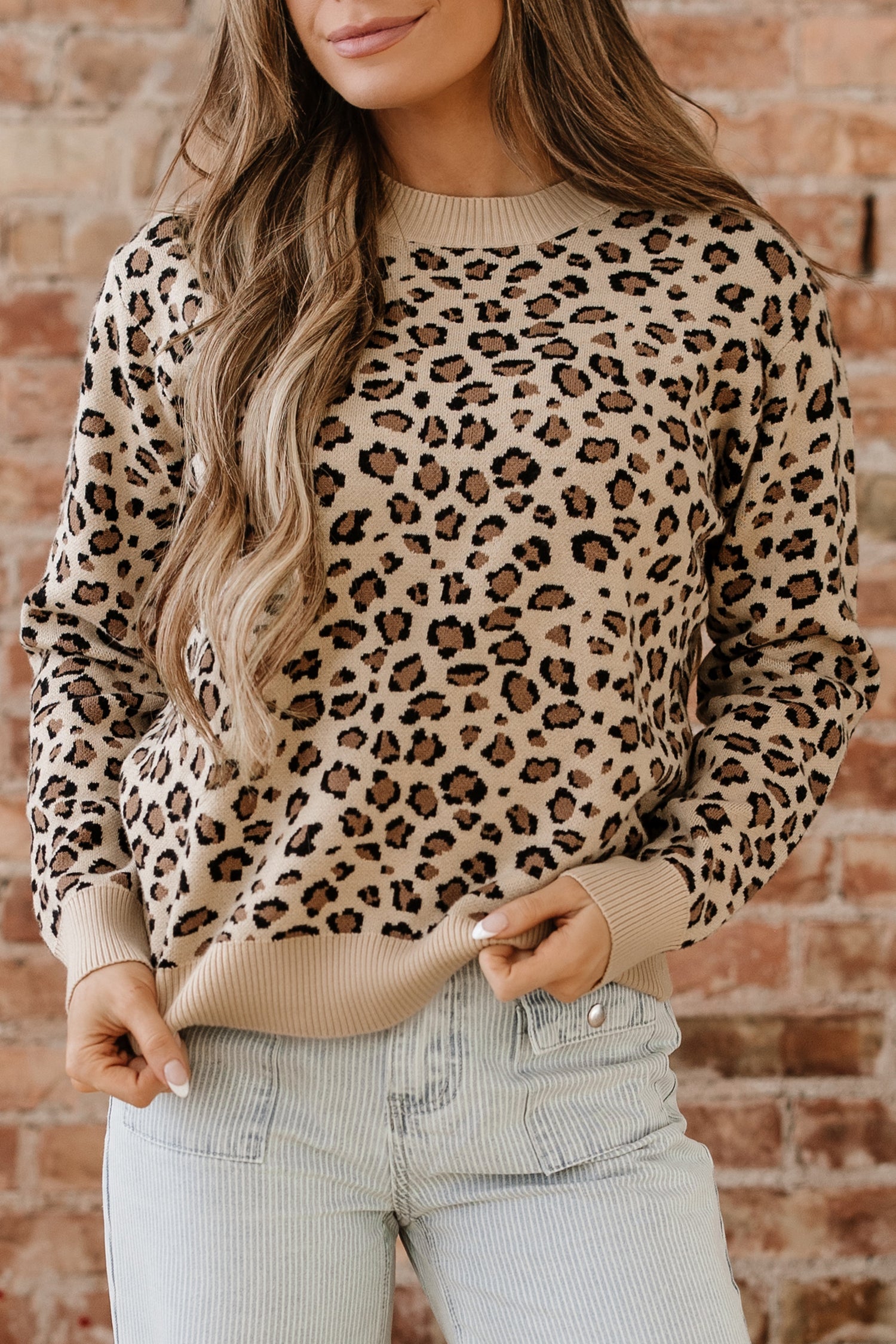 Leopard Pattern Sweater Dolman Sleeve - Sweaters & Cardigans/Sweaters