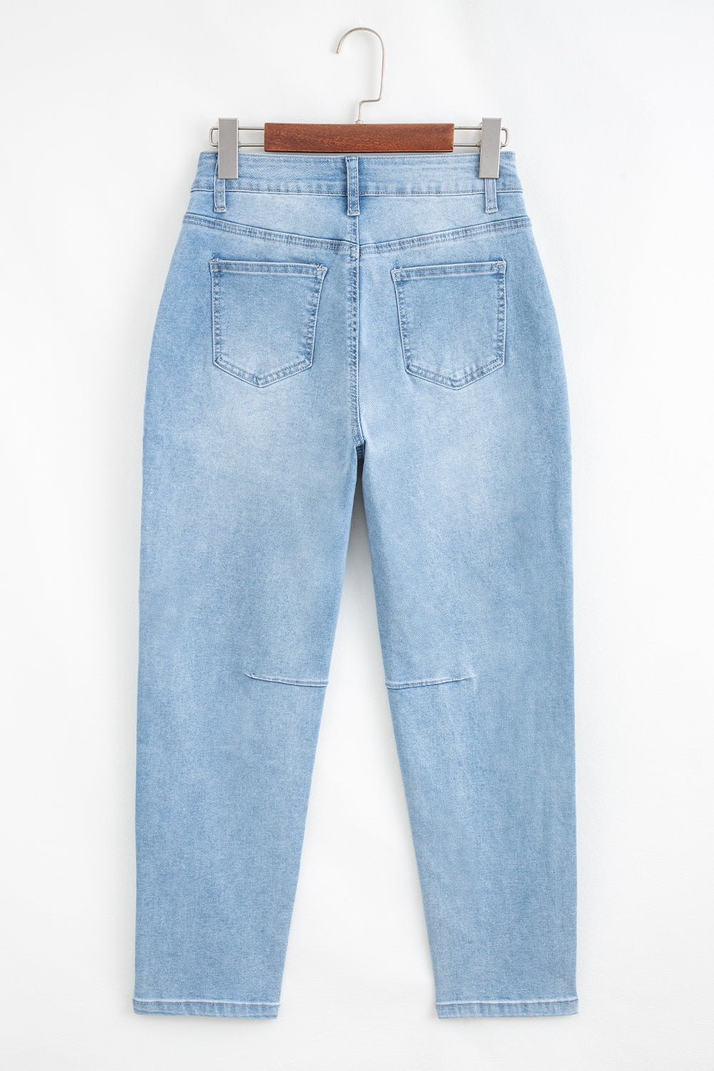 High Rise Barrel Relaxed Patch Pocket Jeans - eAura