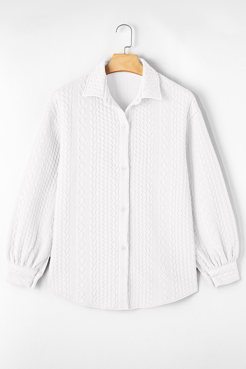 Textured Puff Sleeve Loose Shacket eAura