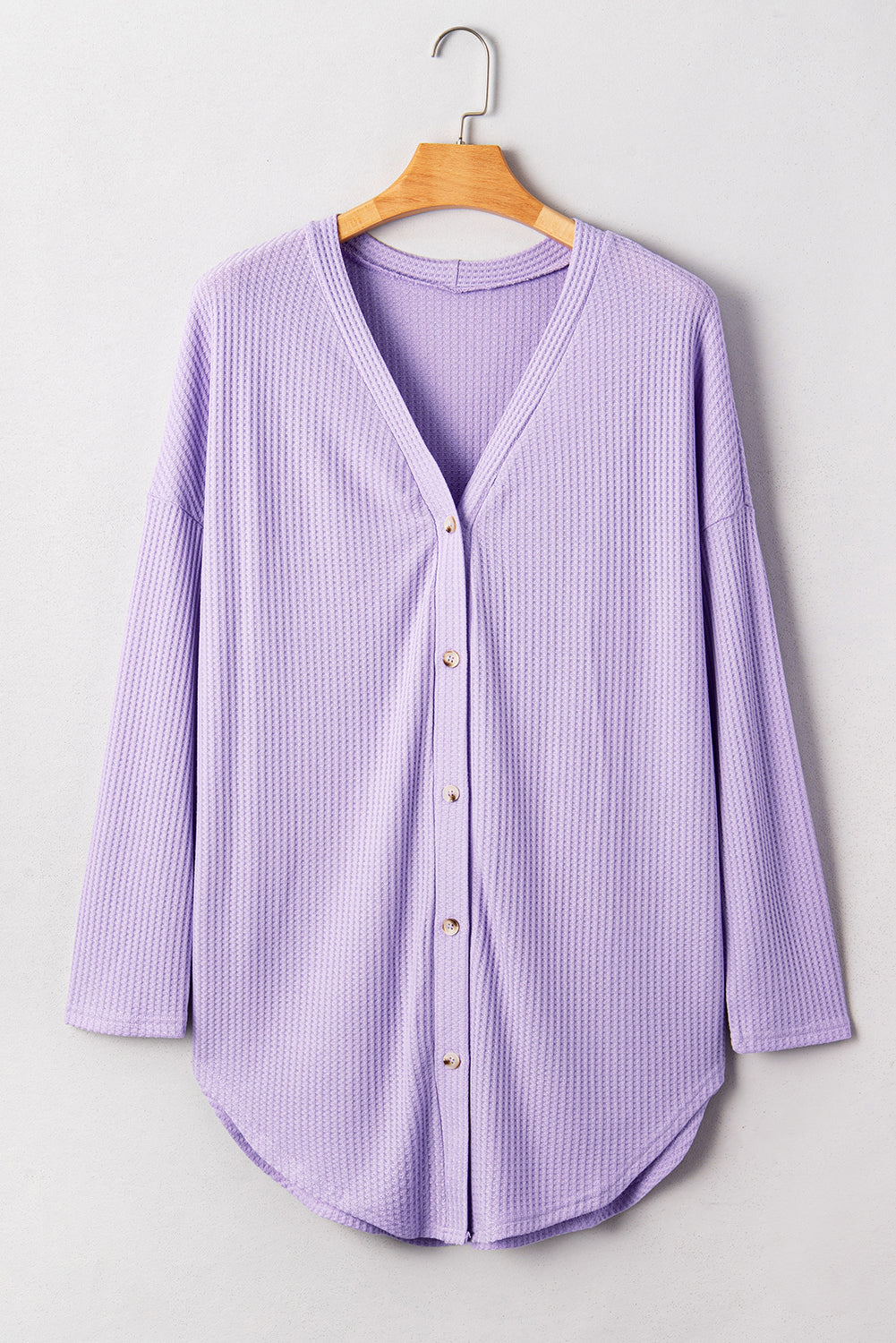 Plus Size Waffle Knit Button Front Cardigan eAura