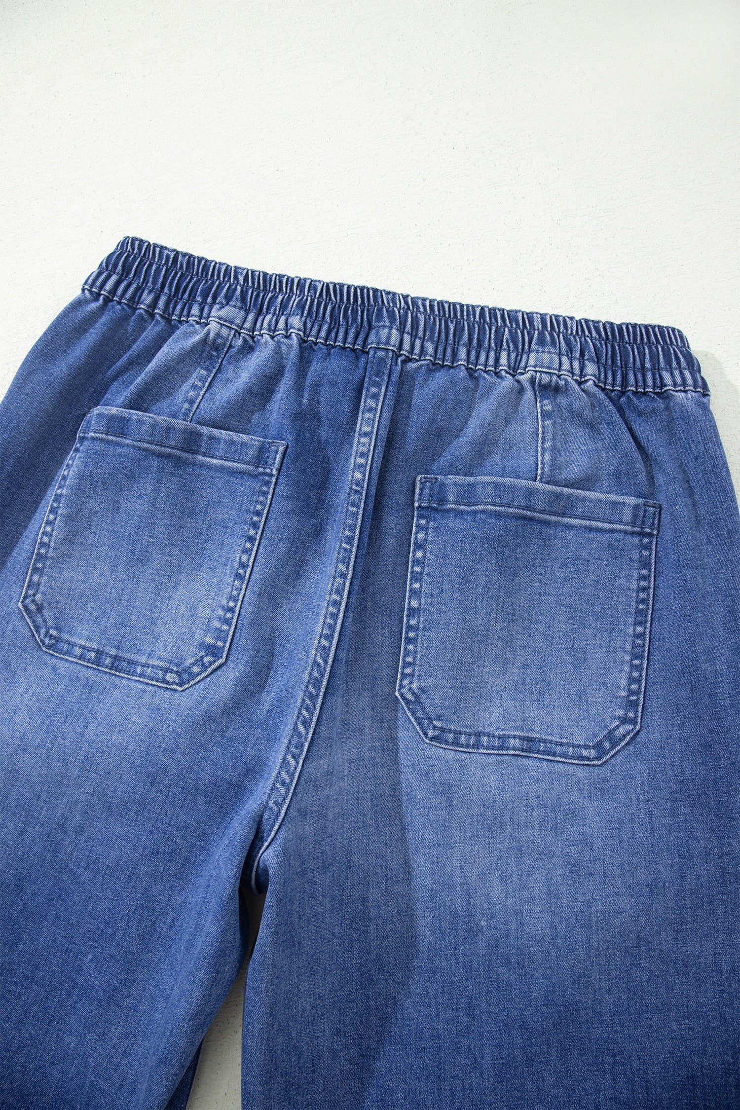 Drawstring Waist Ankle Length Casual Jeans Regular Fit Pocket Detail Denim Pants – Ashleigh Blue