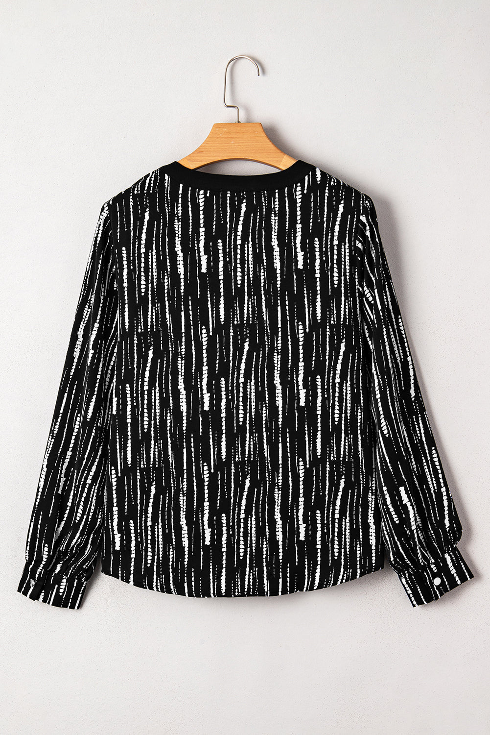Black Abstract Printed V-Neck Fall Blouse eAura