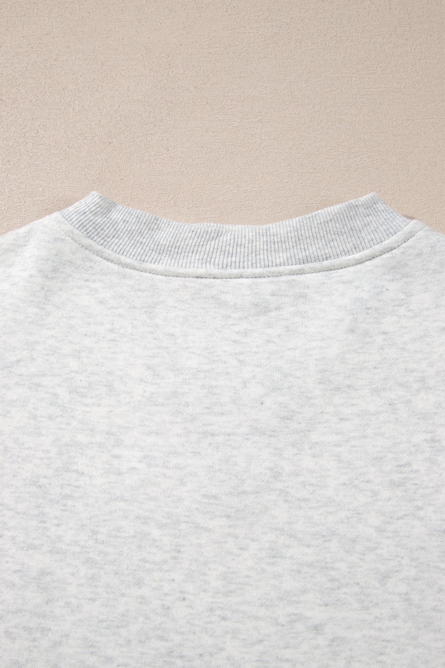 High Neck Ribbed Cuff Hem Sweatshirt – Light Grey