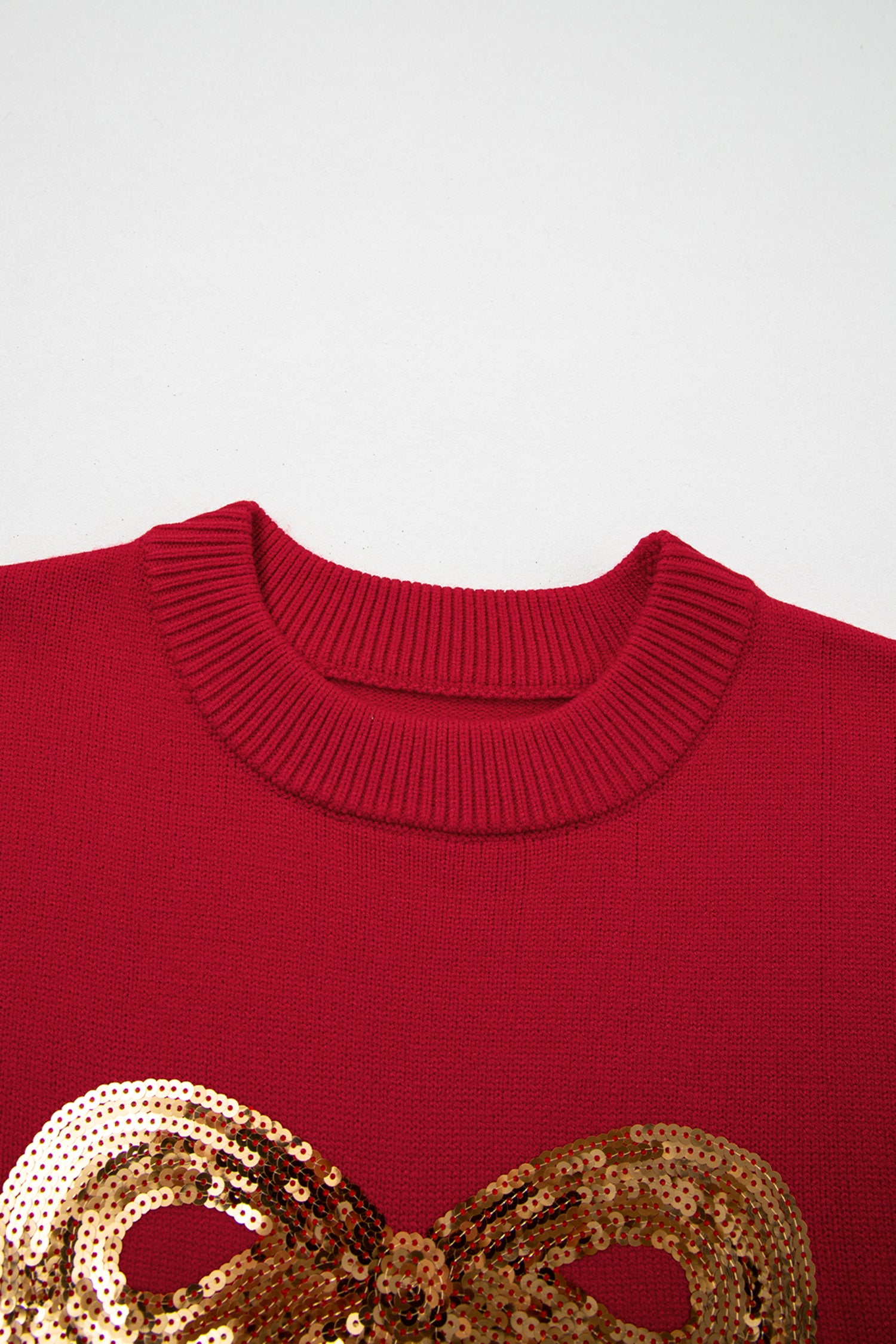 Sequinned Bow Graphic Christmas Holiday Sweater