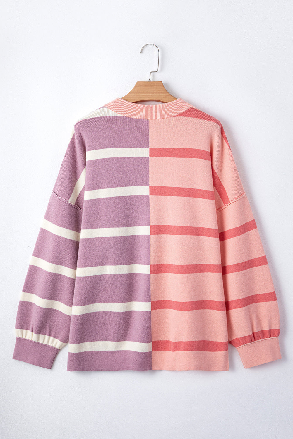 Pink Stripe Colourblock Oversized Sweater eAura