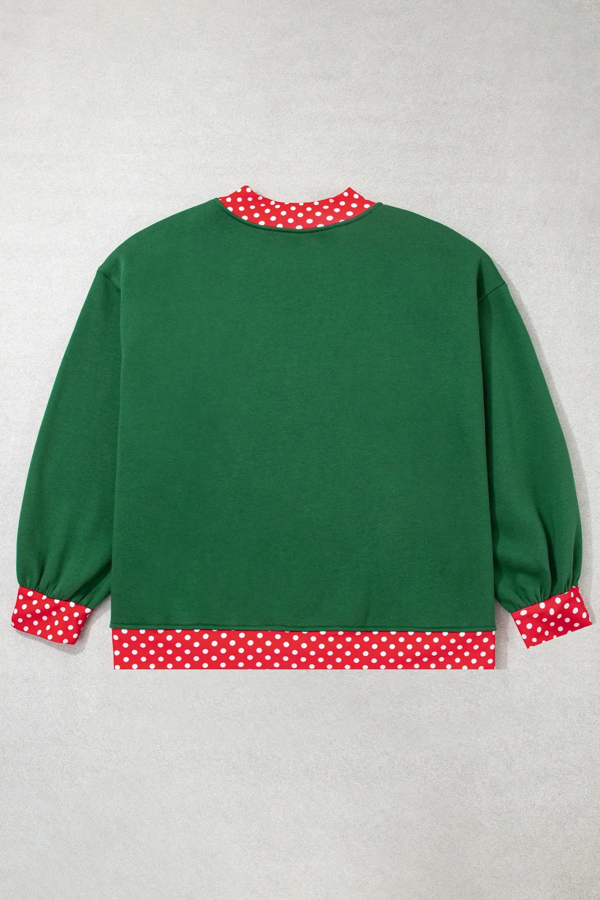 Polka Dot Patchwork Round Neck Plus Size Sweatshirt – Racing Red