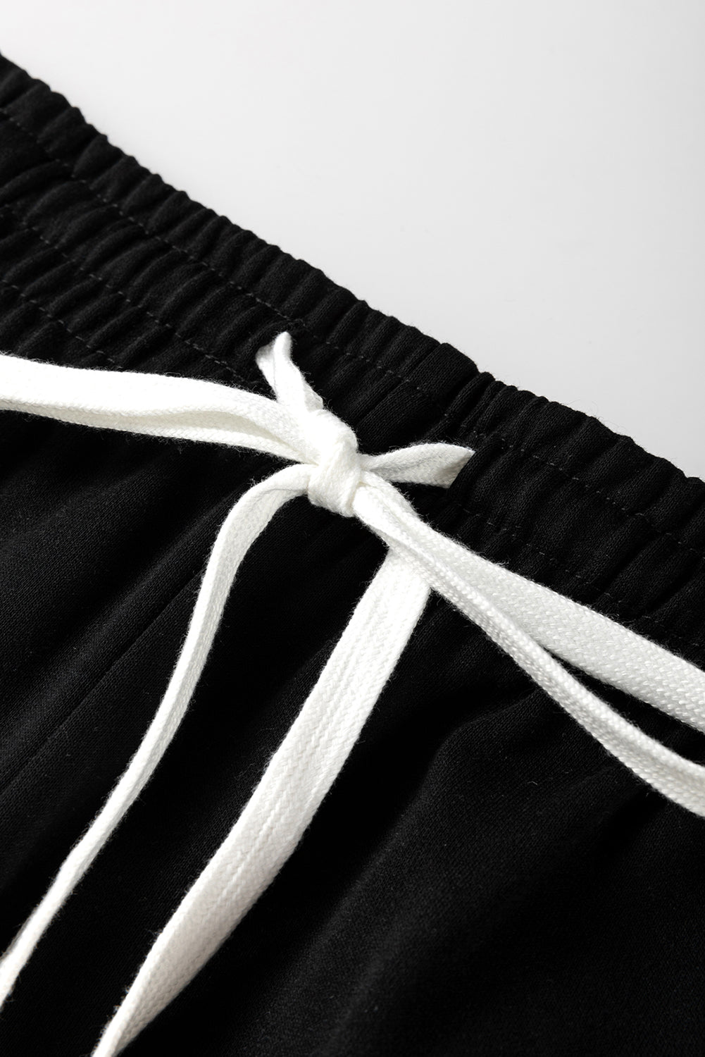 Black Stripe Drop Shoulder Pullover and Jogger Trousers Set eAura