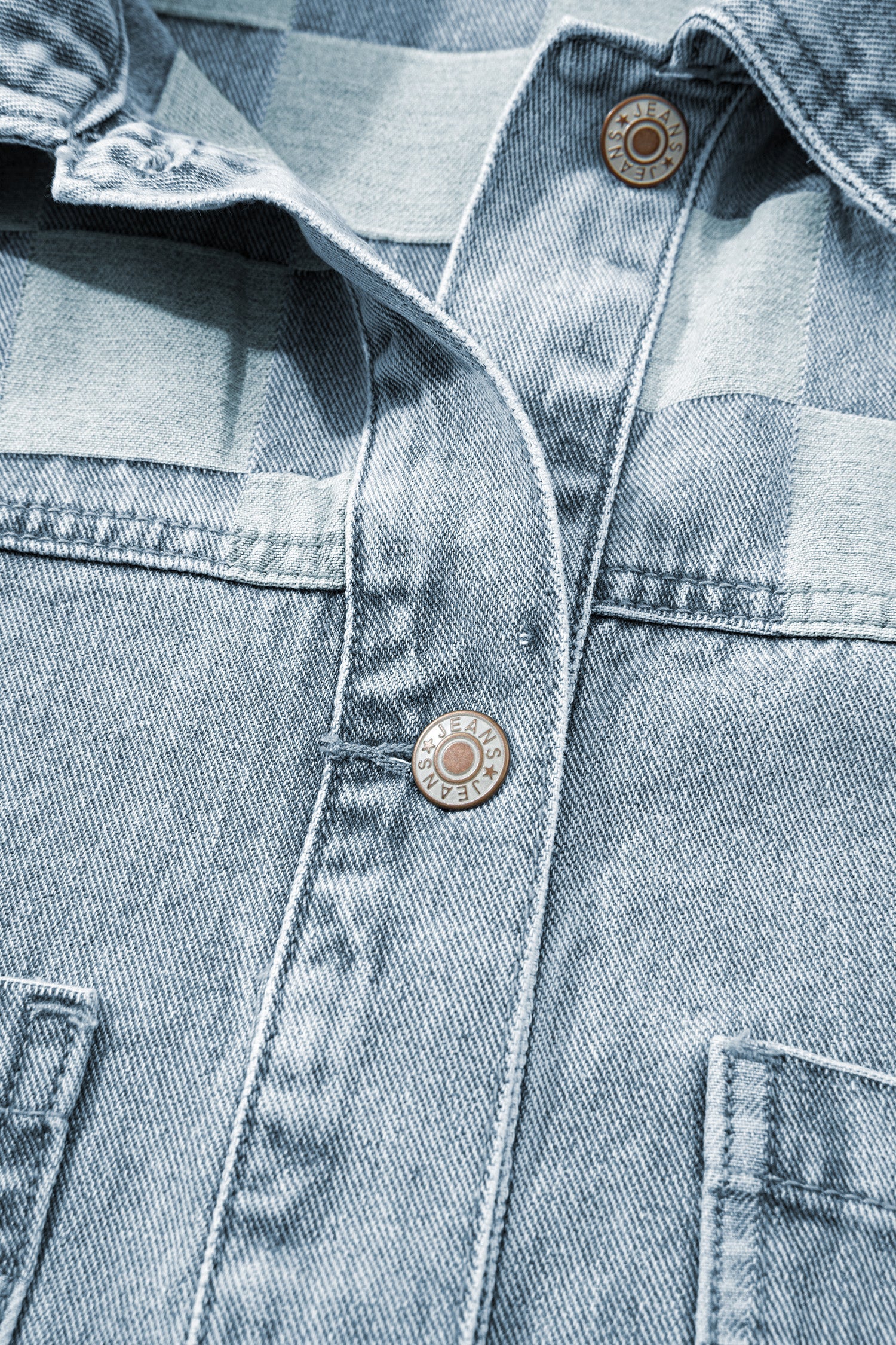 Denim Checkered Pattern Patchwork Casual Jacket - Outerwear/Denim jackets