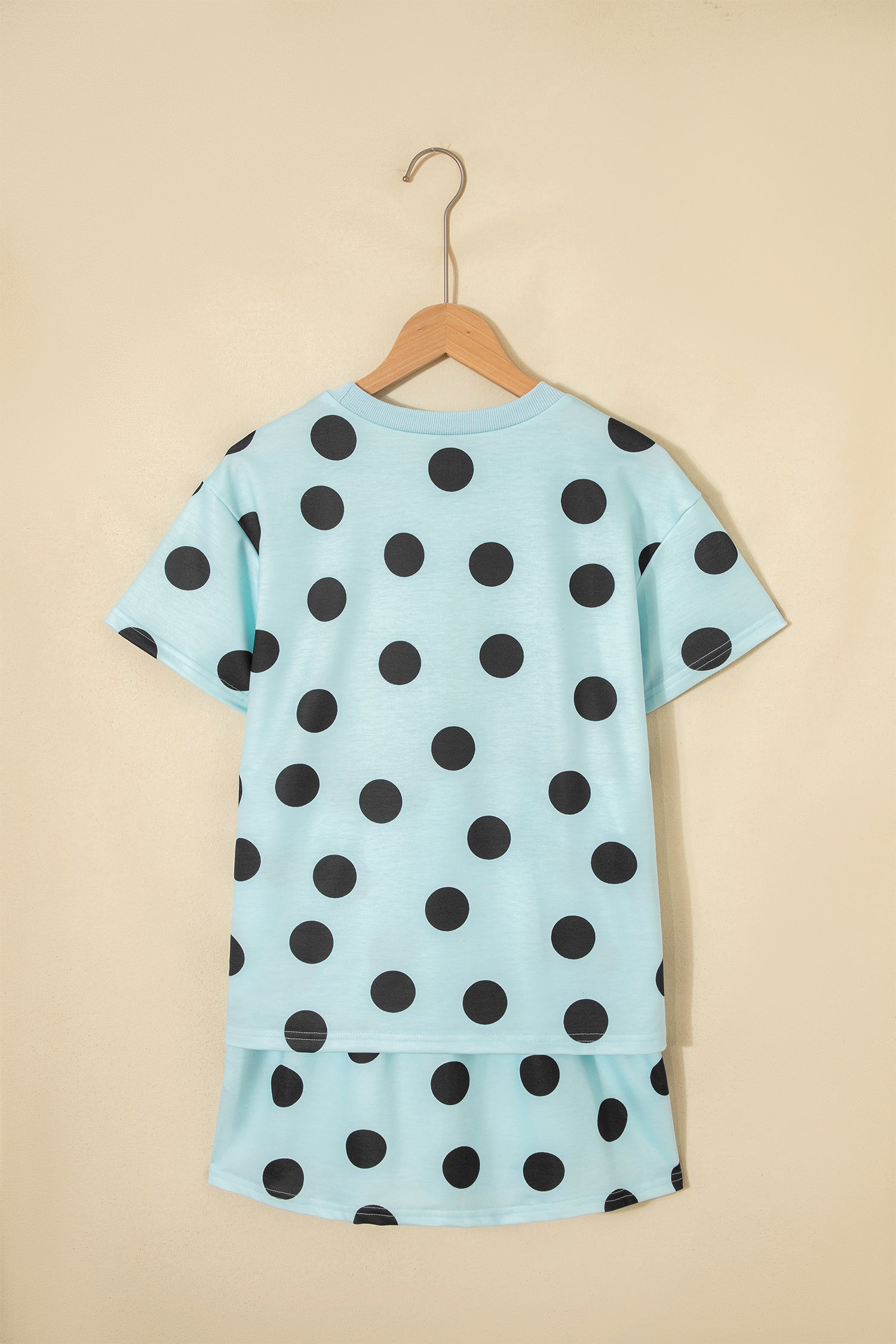Polka Dot Short Sleeve Top Casual Skort 2pcs Outfit – White