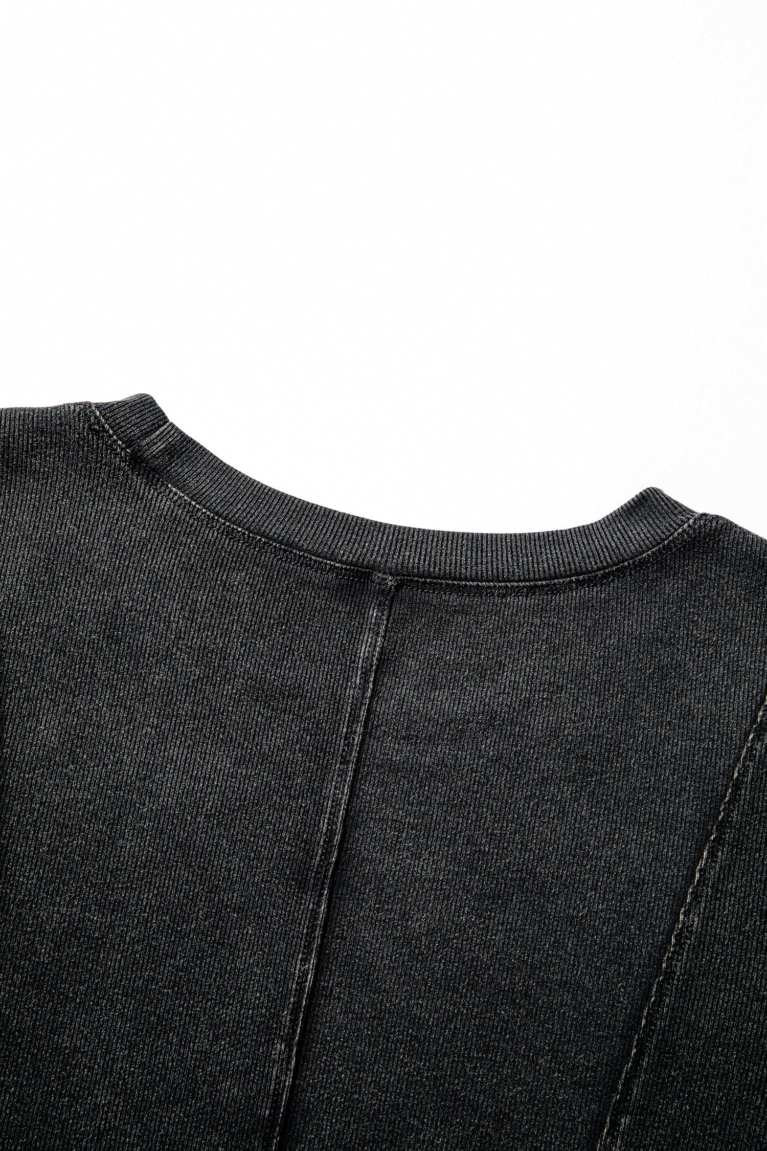 Exposed Seam Ribbed Long Sleeve Top