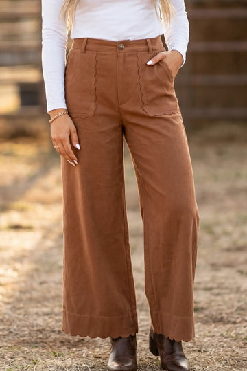 Scalloped Edge Pocket Full-Length Pant – Thai Curry