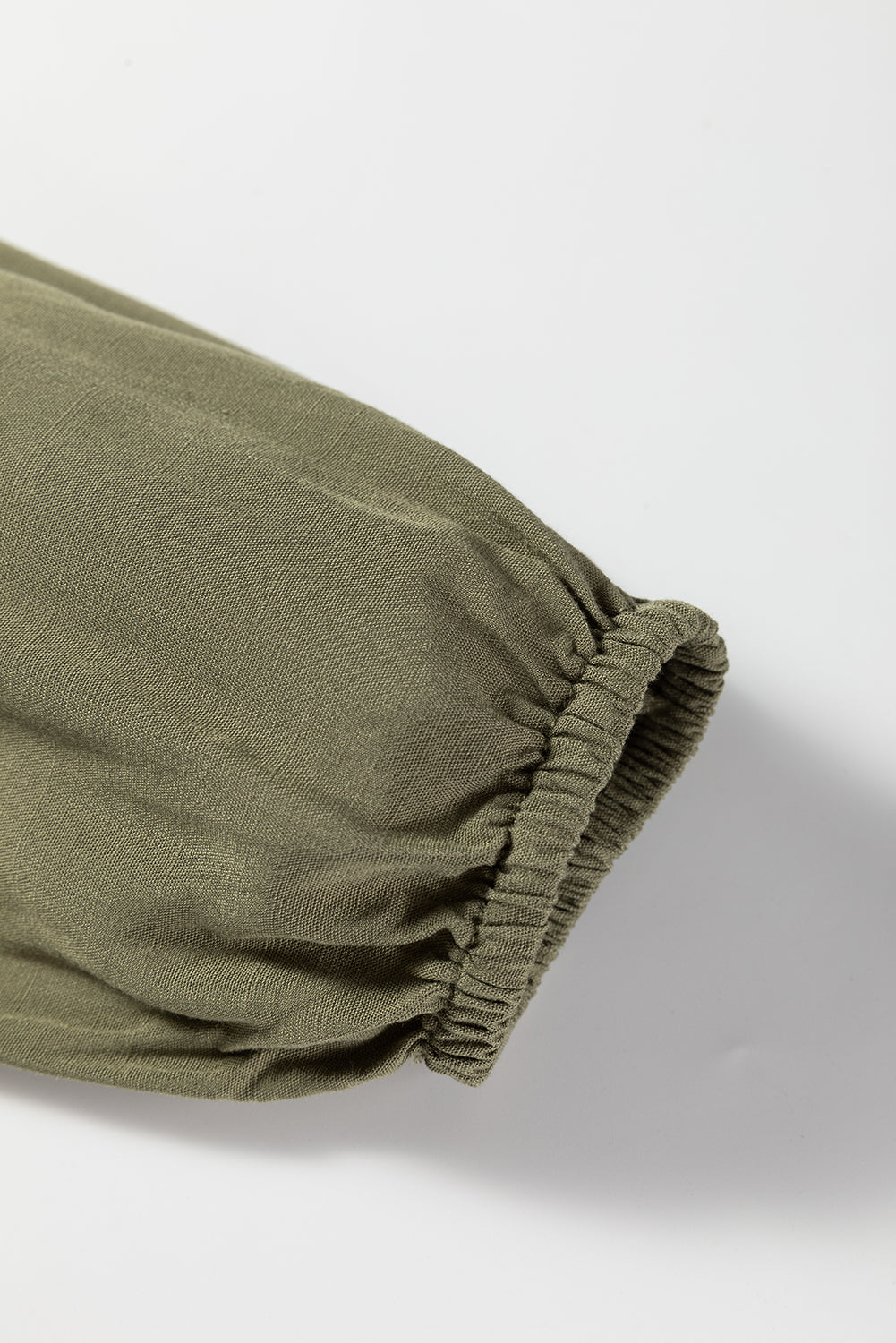 Collared V-Neck Smocked Detail Contrast Leopard Trim Bracelet Sleeve Long Dress - eAura