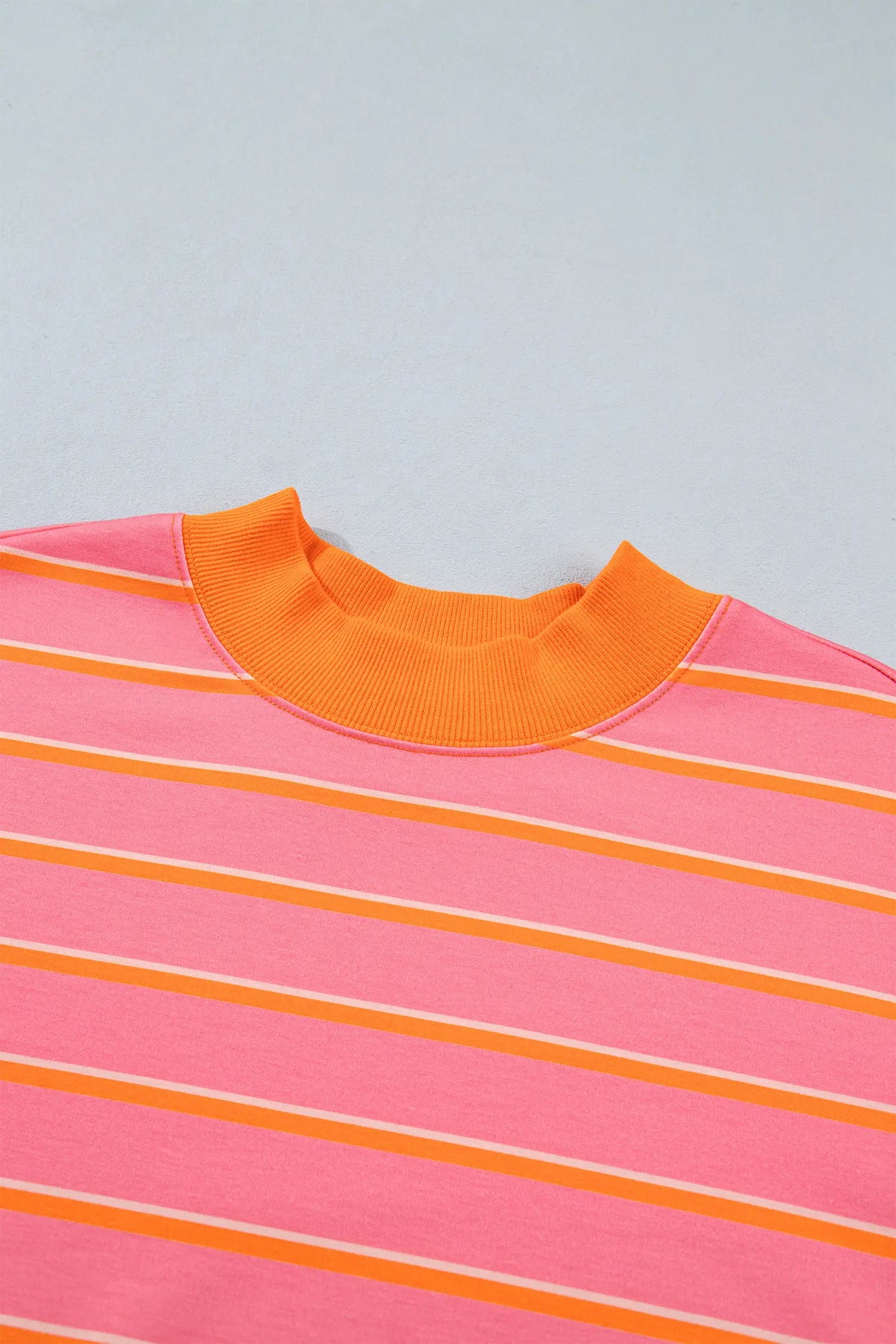 Colour Block Trim Long Sleeve Pullover Pocketed Shorts 2pcs Set – Rose Stripe
