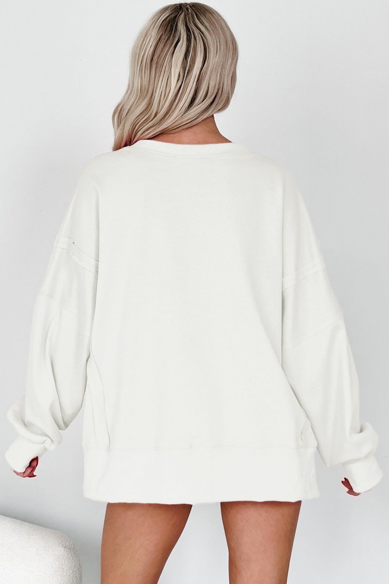 Sequin XOXO Letter Graphic Exposed Seam Oversized Sweatshirt - Tops/Sweatshirts & Hoodies