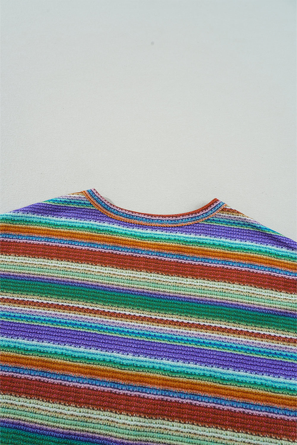 Multicolour Striped Pattern Twist Hem Short Sleeve Top eAura