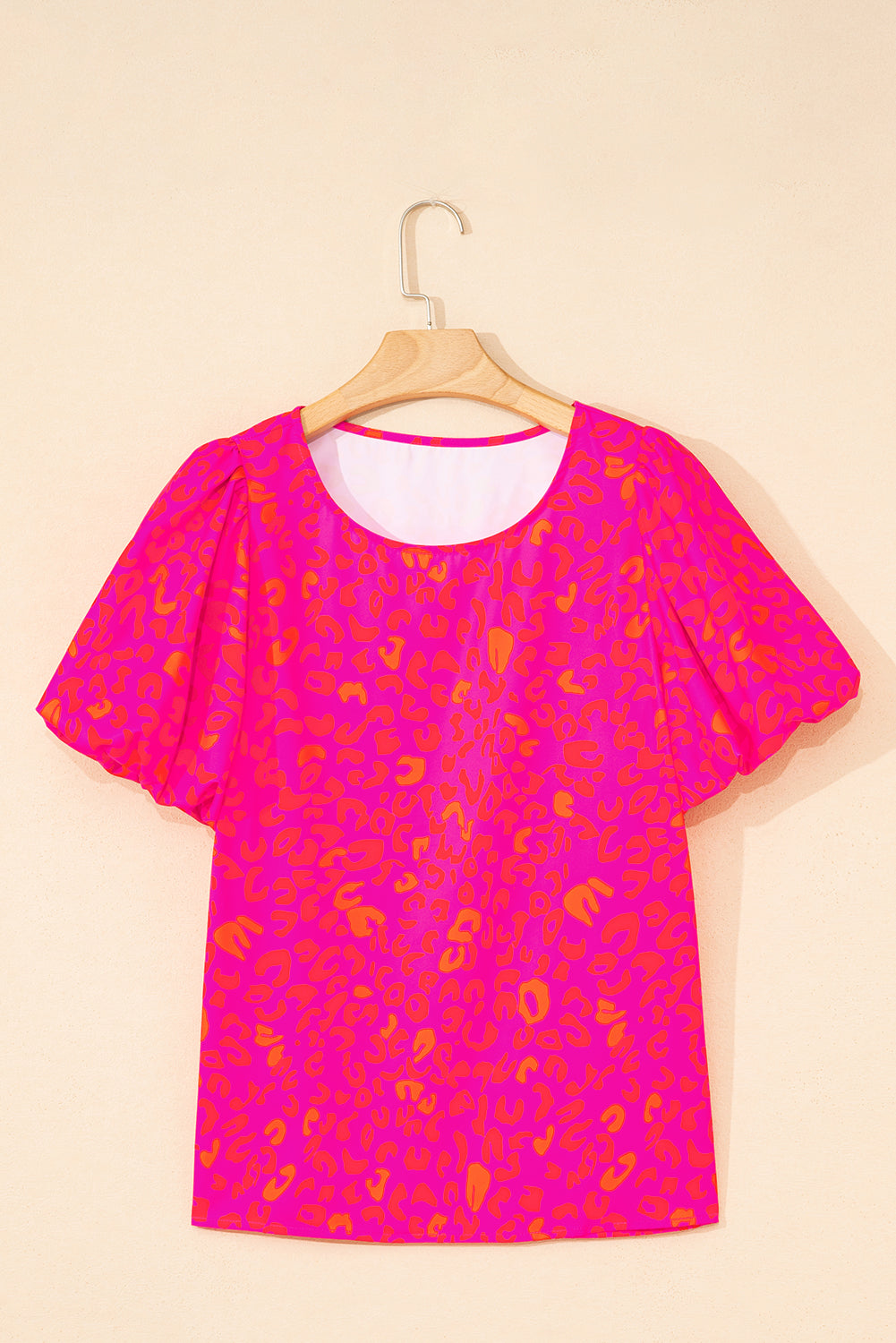 Rose Leopard Printed Puff Sleeve Top eAura
