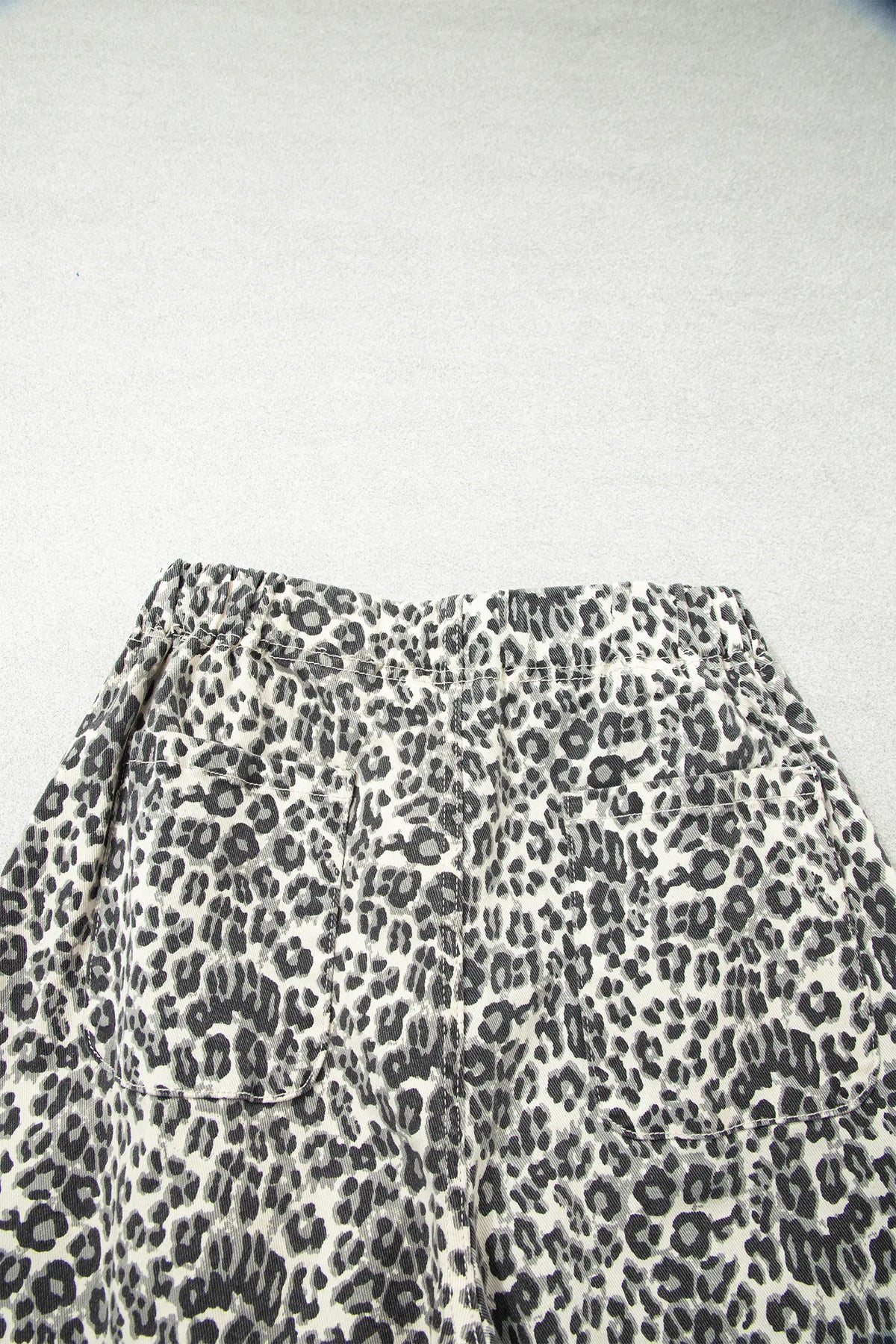 Leopard Print Rainbow Striped Detail Buttoned Loose Jogger Jeans – Brown