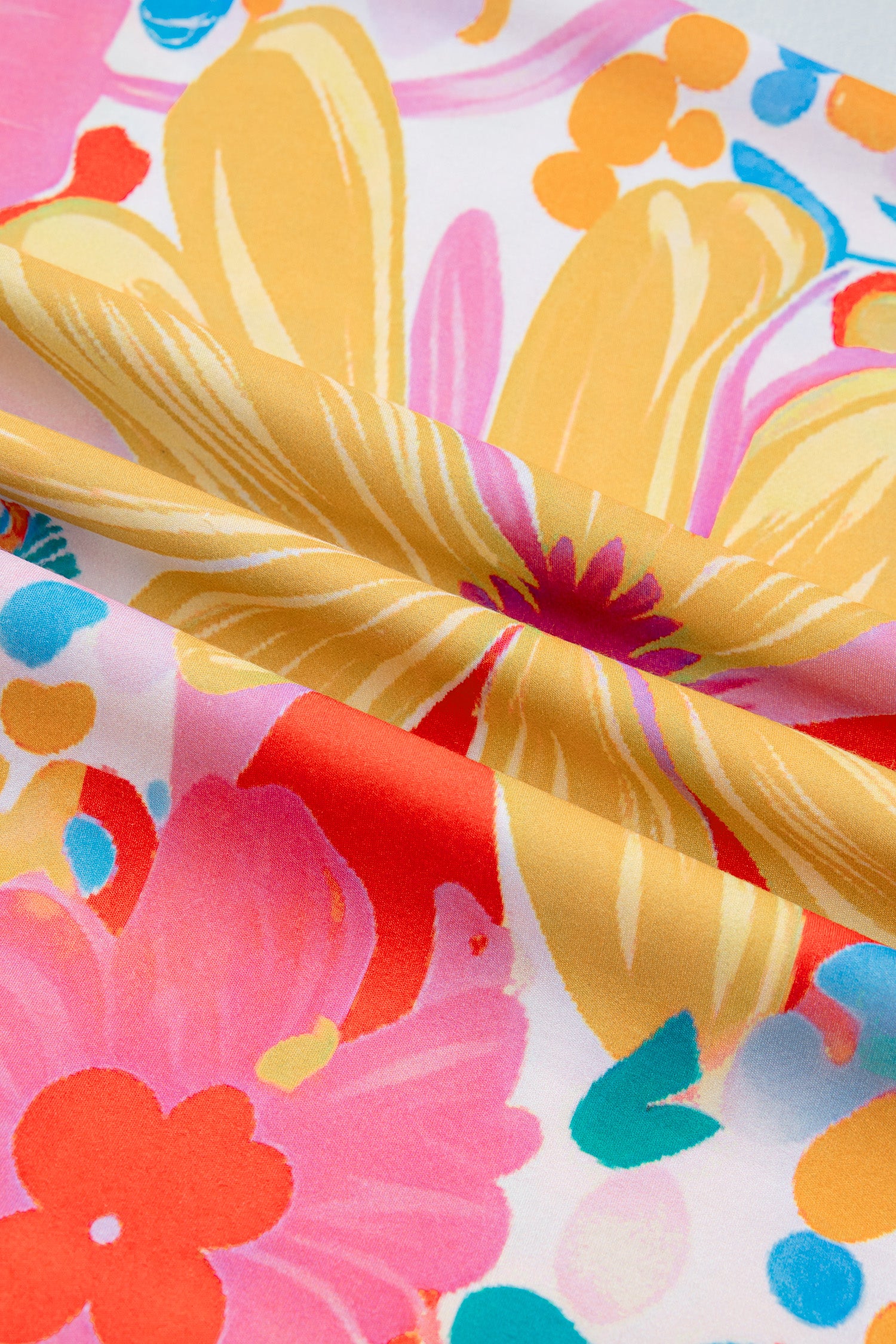 Floral Print Striped Trim Button-Down Shirt Dress