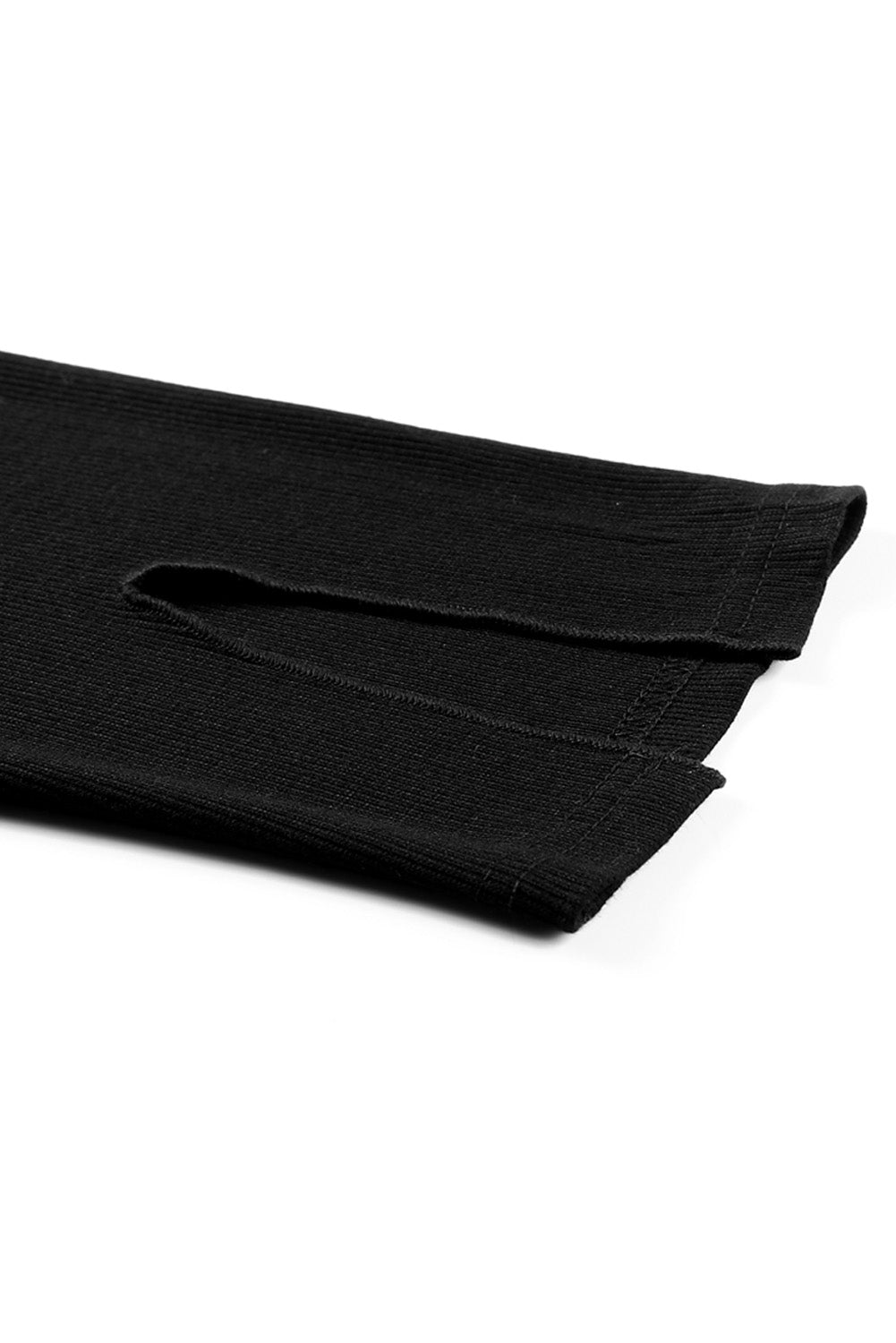 Black Rib Knit High Waist Slit Leggings Beagle Boutique Fashion Outlet