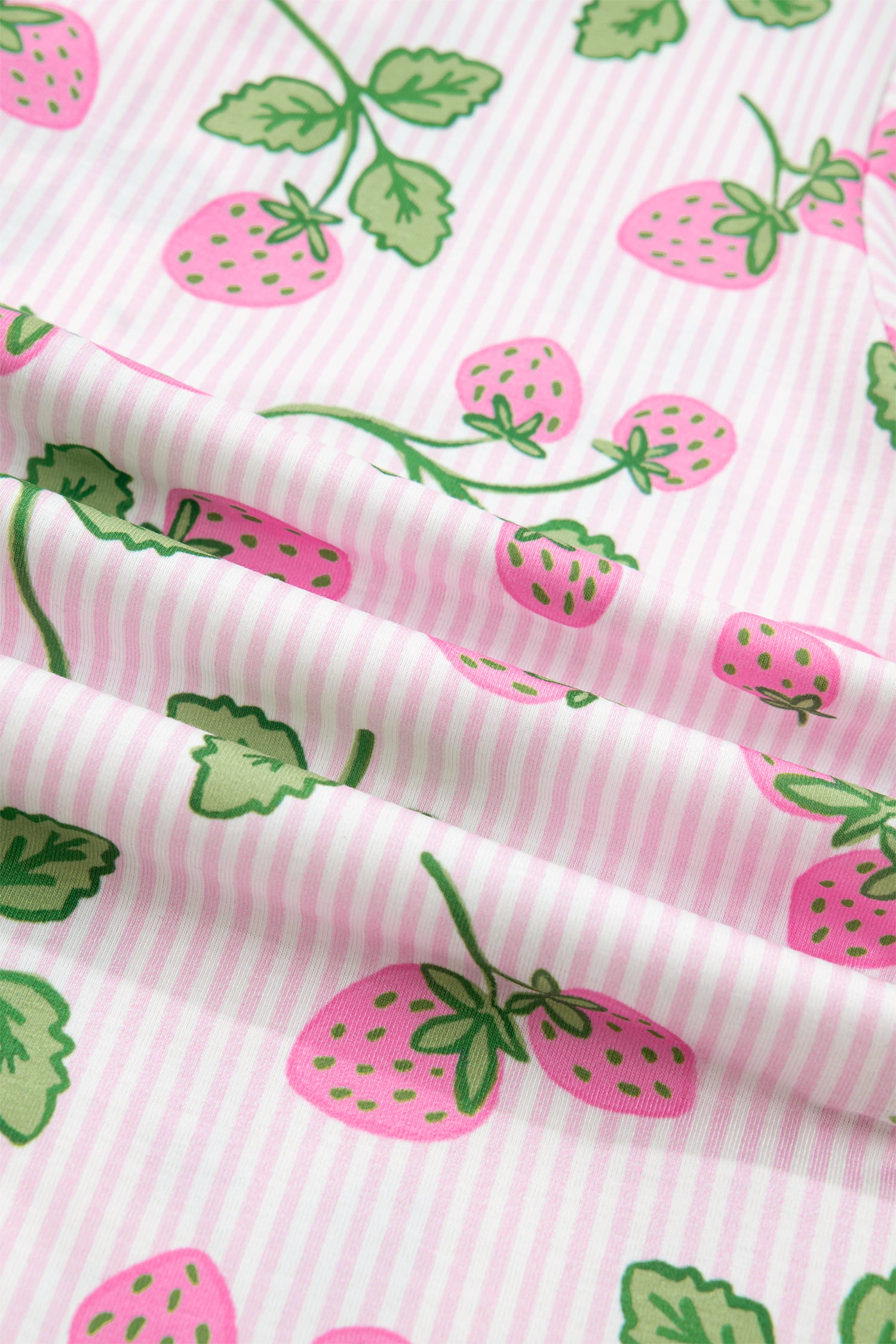 Striped Strawberry Print Pyjama Set – Pink