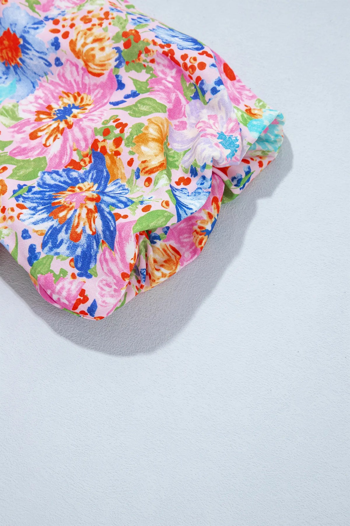 Floral Print V Neck Short Sleeve Shift Blouse – Pink