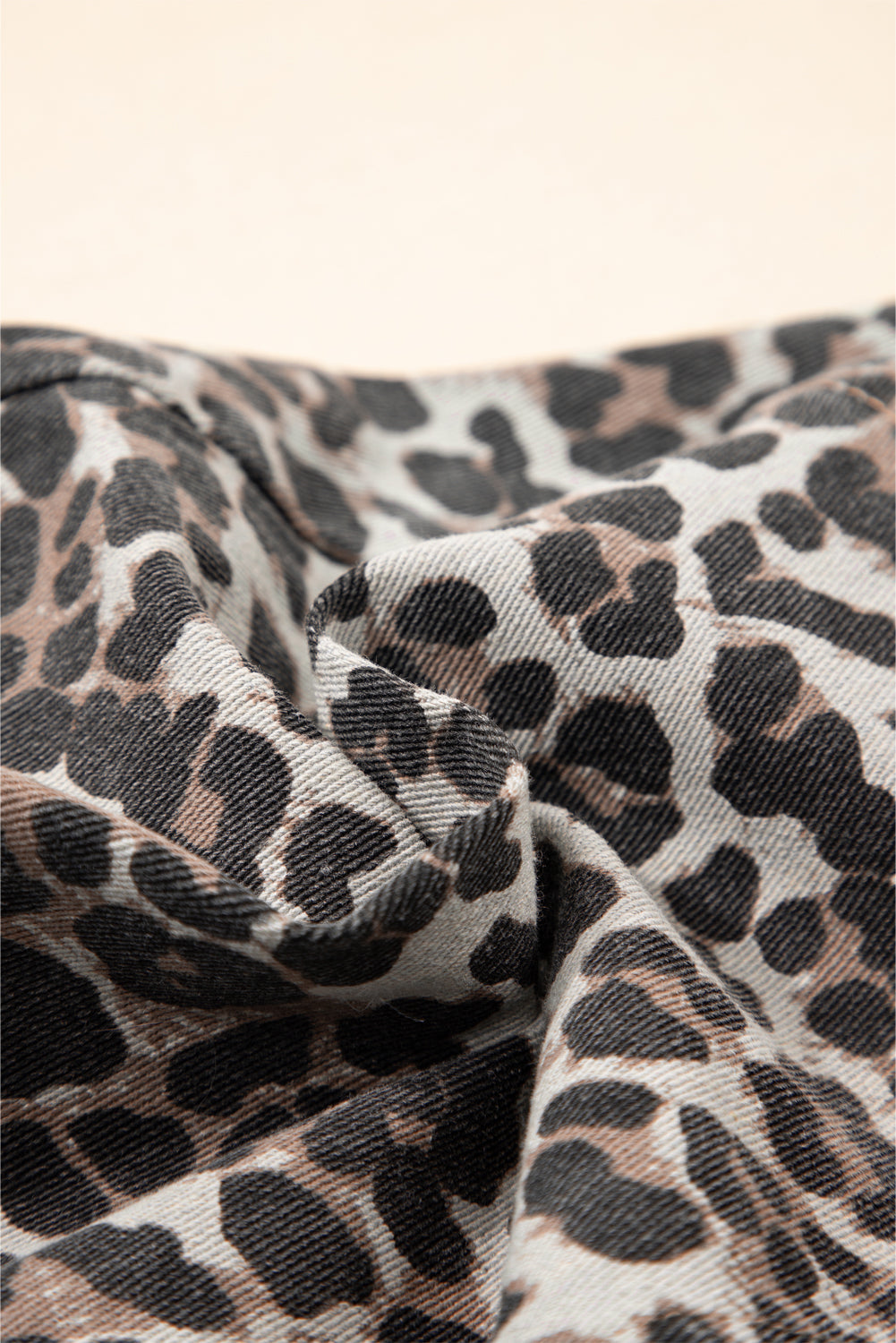 Khaki Leopard Denim Mini Skirt eAura