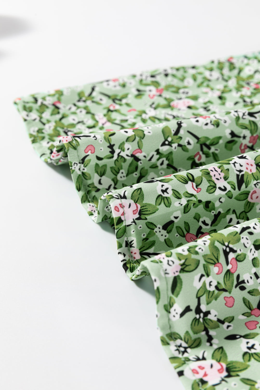 Green Boho Floral V Neck Wrap Short Sleeve Blouse eAura