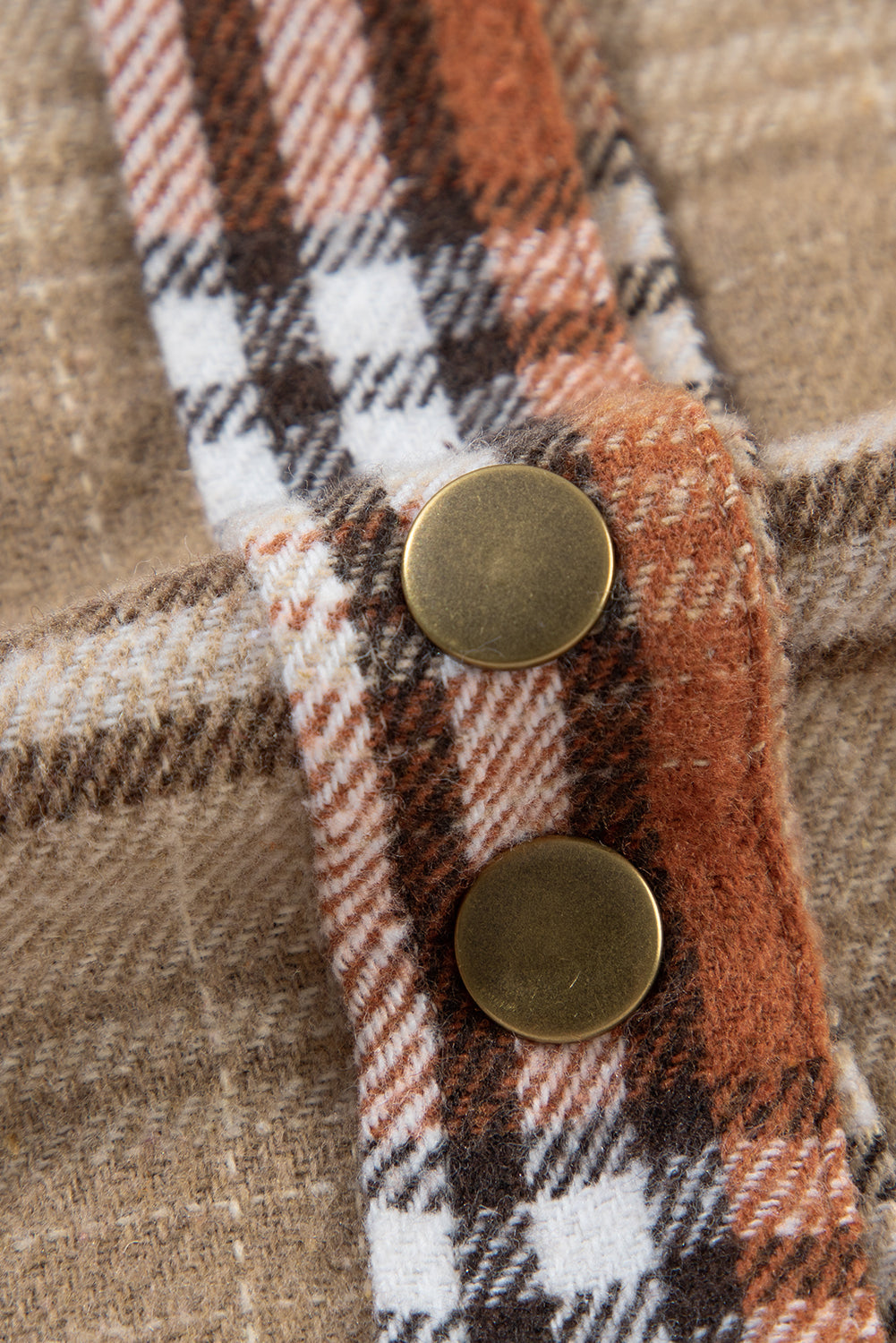 Khaki Plaid Colourblock Patchwork High Low Shacket eAura