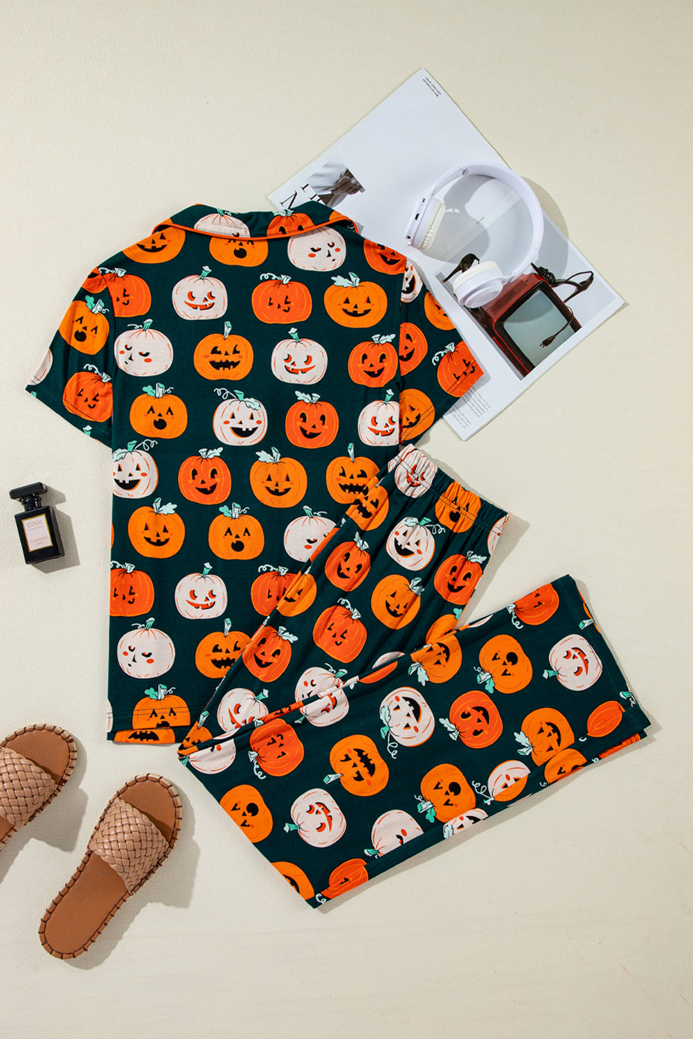 Halloween Pattern Short Sleeve Shirt Pyjama Set eAura