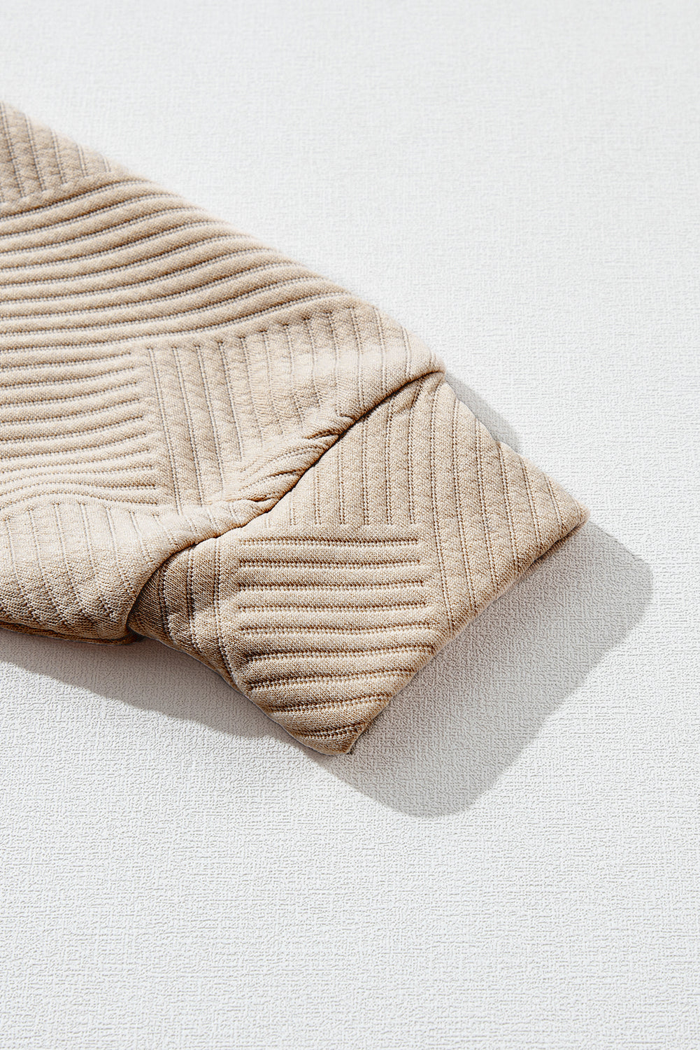 Asymmetric Buttons Detail High Neck Textured Sweatshirt eAura