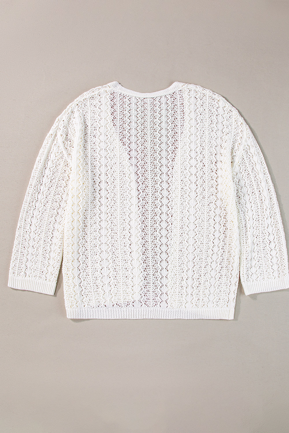 White Stylish Hollow Out Knit Drop Shoulder Cardigan BB Fashion Outlet