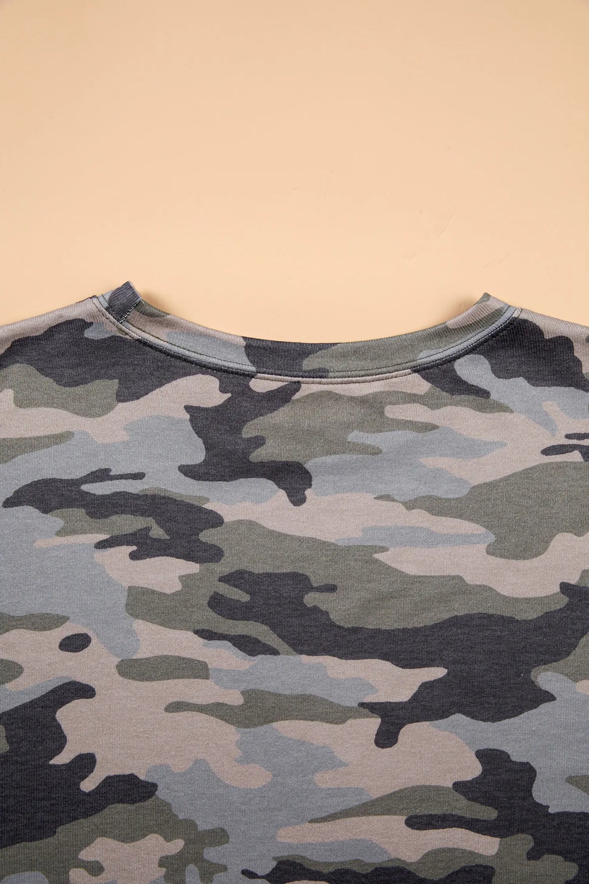 Camo Print Long Sleeve Plus Size Blouse – Green