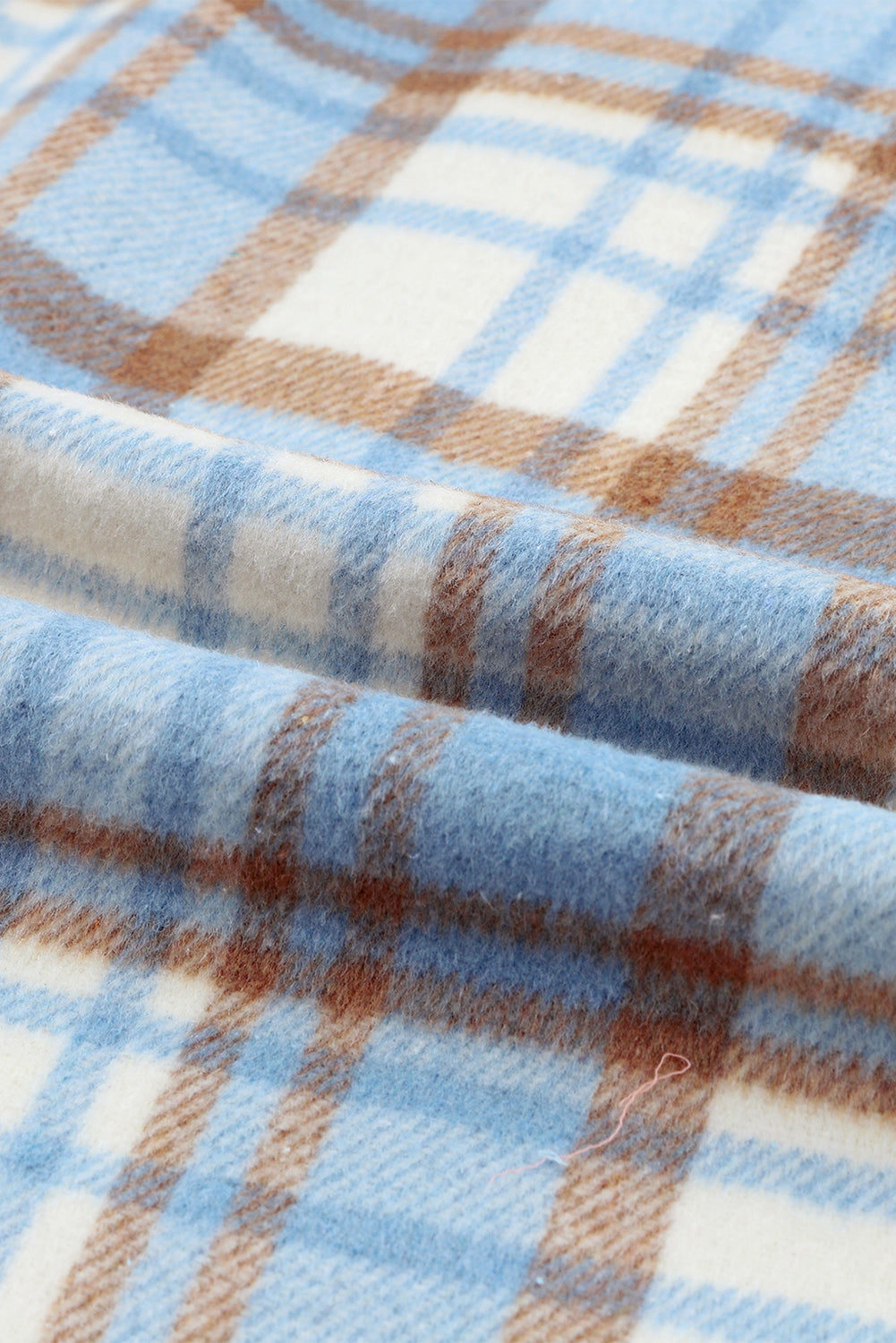 Sky Blue Plaid Flap Pocket Long Sleeve Shacket Beagle Boutique Fashion Outlet