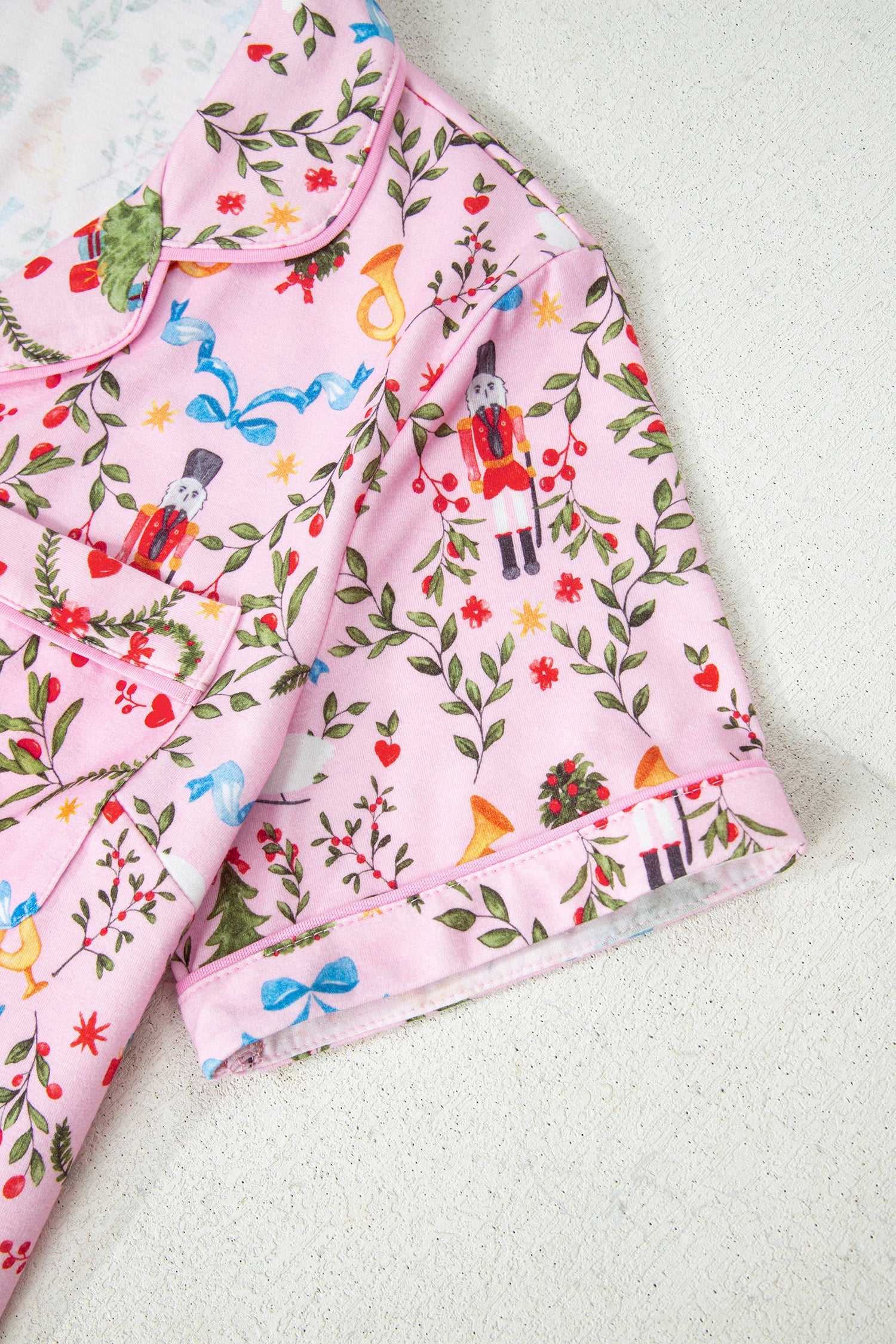 Nutcracker Doll Christmas Print Ribbon Tie Waist Short 2pcs Pajama Set - Loungewear & Sleepwear/Sleepwear