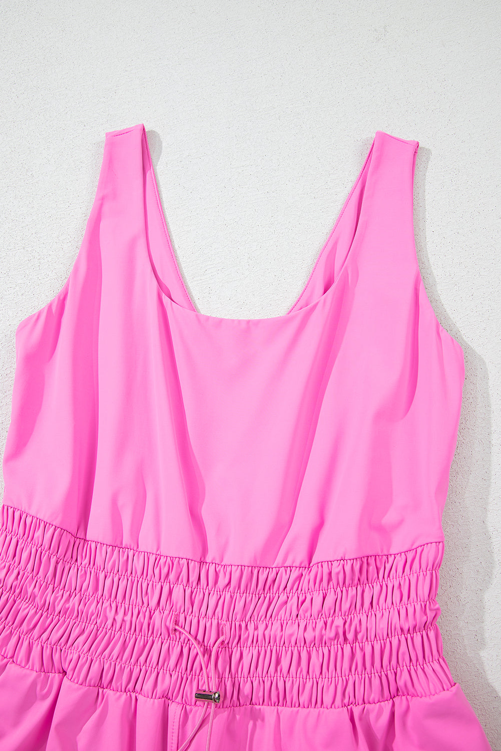 Sachet Pink Plain Sleeveless Loop Drawstring Cinched Waist Romper BB Fashion Outlet