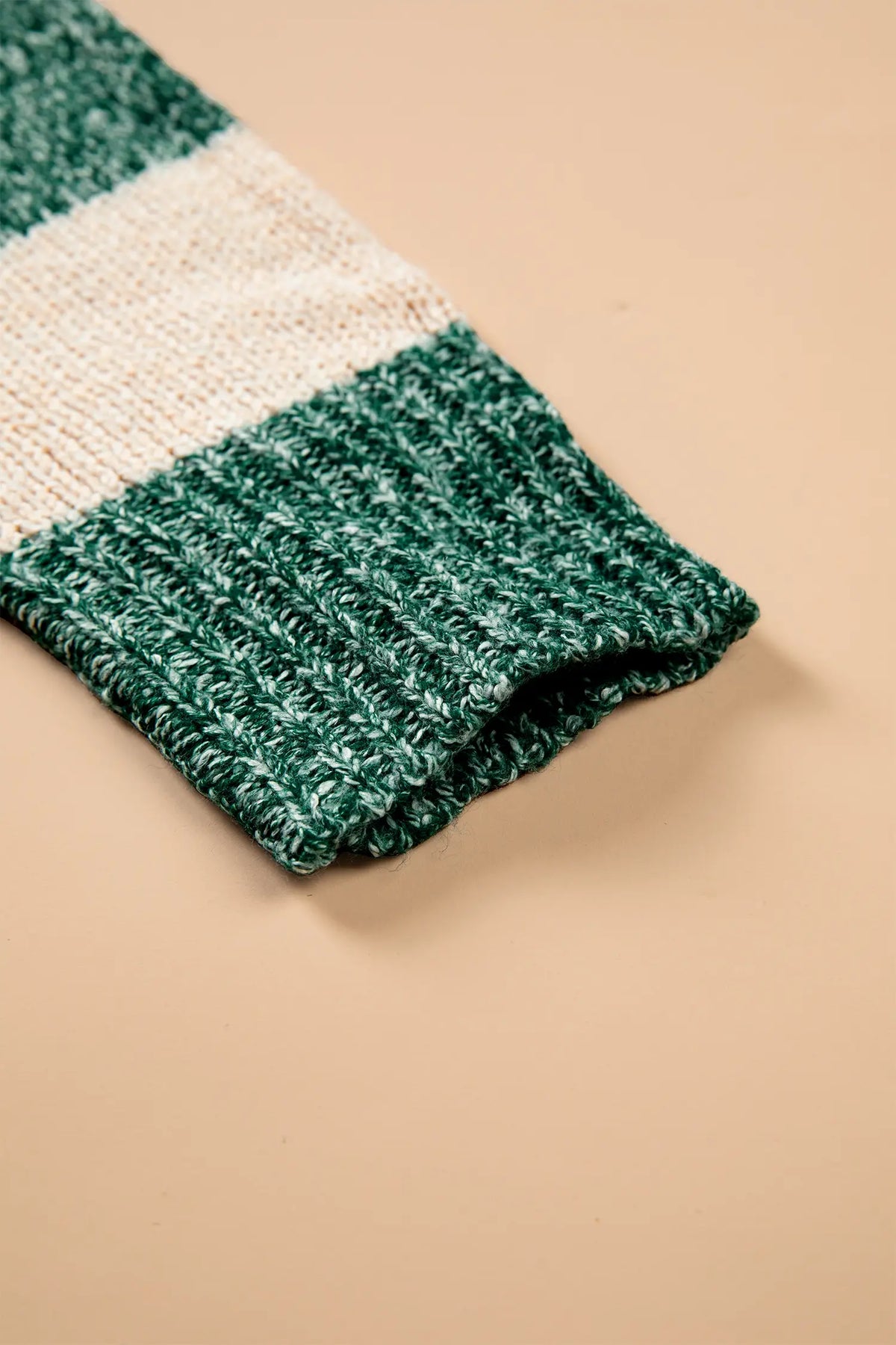 Striped Colourblock Drop Shoulder Pullover Sweater – Green Stripe