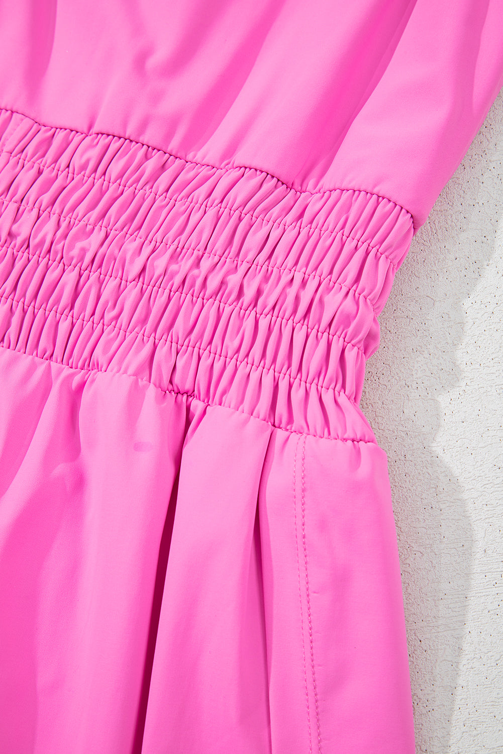Sachet Pink Plain Sleeveless Loop Drawstring Cinched Waist Romper BB Fashion Outlet