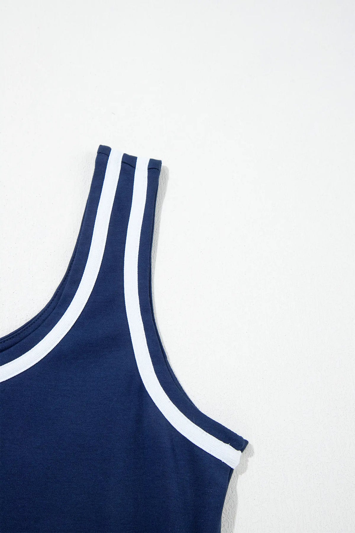 Contrast Trim U Neck Sleeveless Mini Dress – Dirty Blue