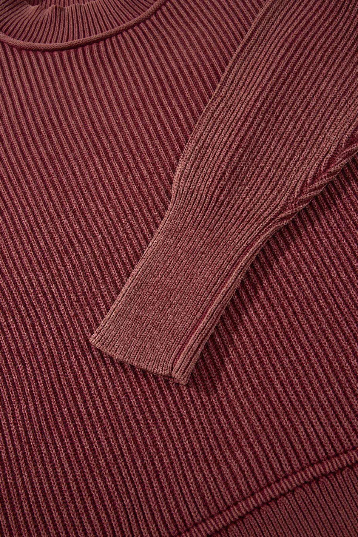 Red Dahlia Drop Shoulder High Neck Ribbed Sweater – Burgundy