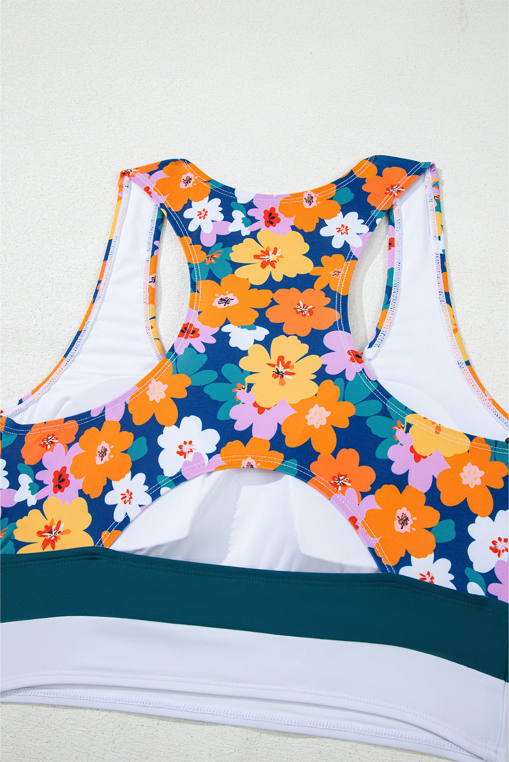 Green Floral Print Racerback Cutout High Waist 2pcs Bikini eAura