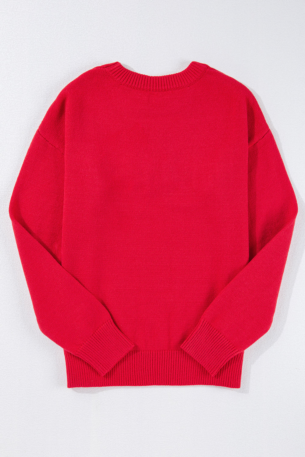Fiery Red Tinsel Merry Letter Drop Shoulder Baggy Sweater eAura