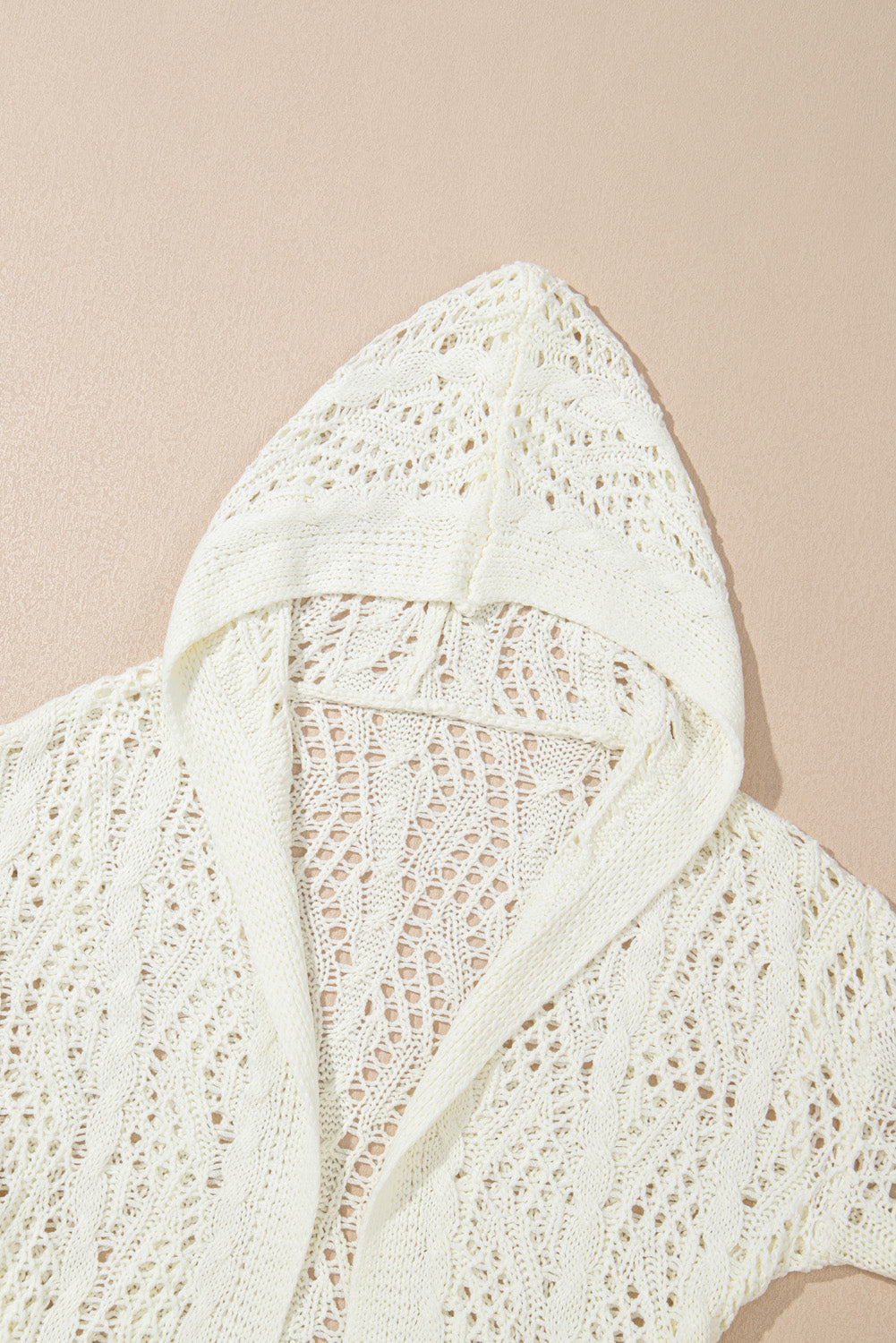 White Fashion Open Knit Hooded Beach Cover Up BB Fashion Outlet
