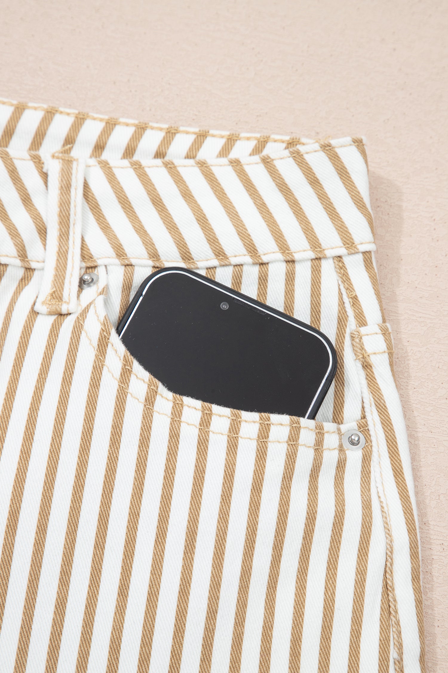 Striped Barrel Jeans – Brown, Khaki & Sky Blue