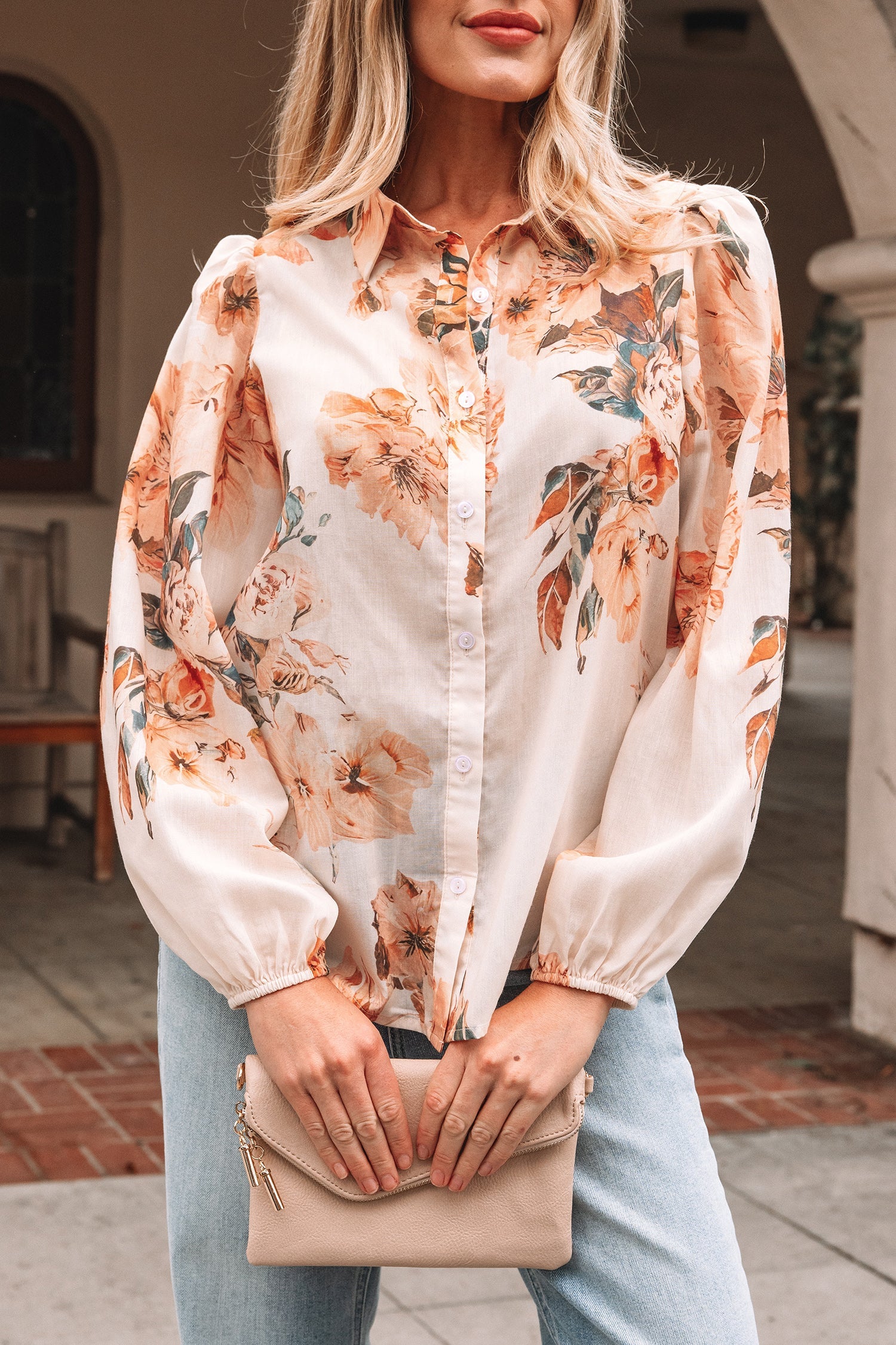 Floral Puff Sleeve Lightweight Shirt - eAura