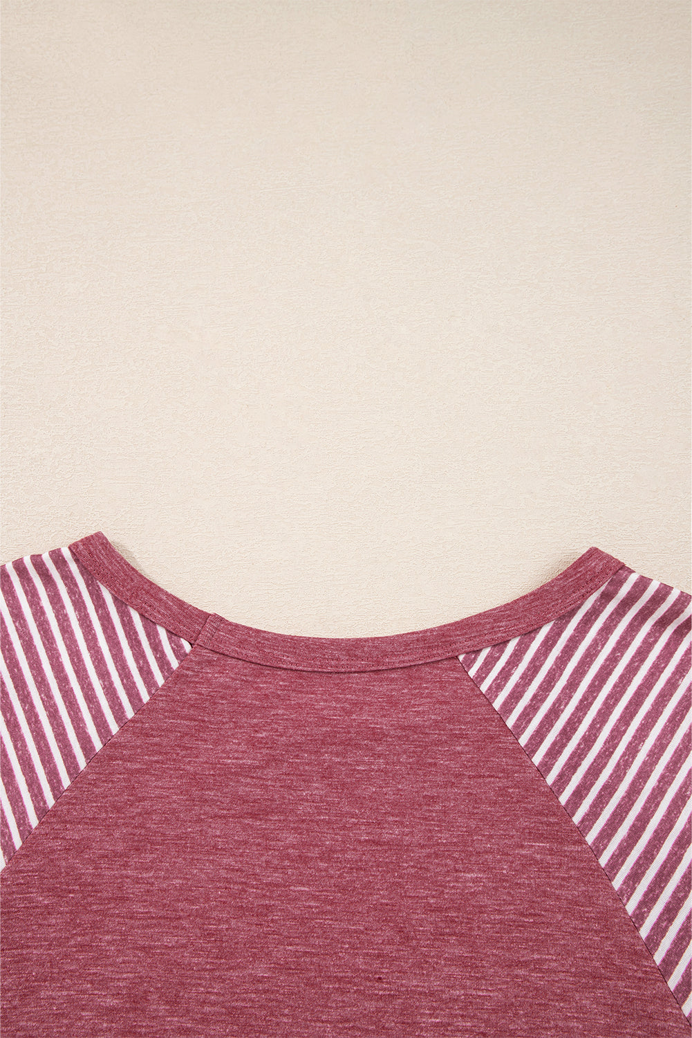Contrast Print Striped Raglan Long Sleeve Loose Top - eAura