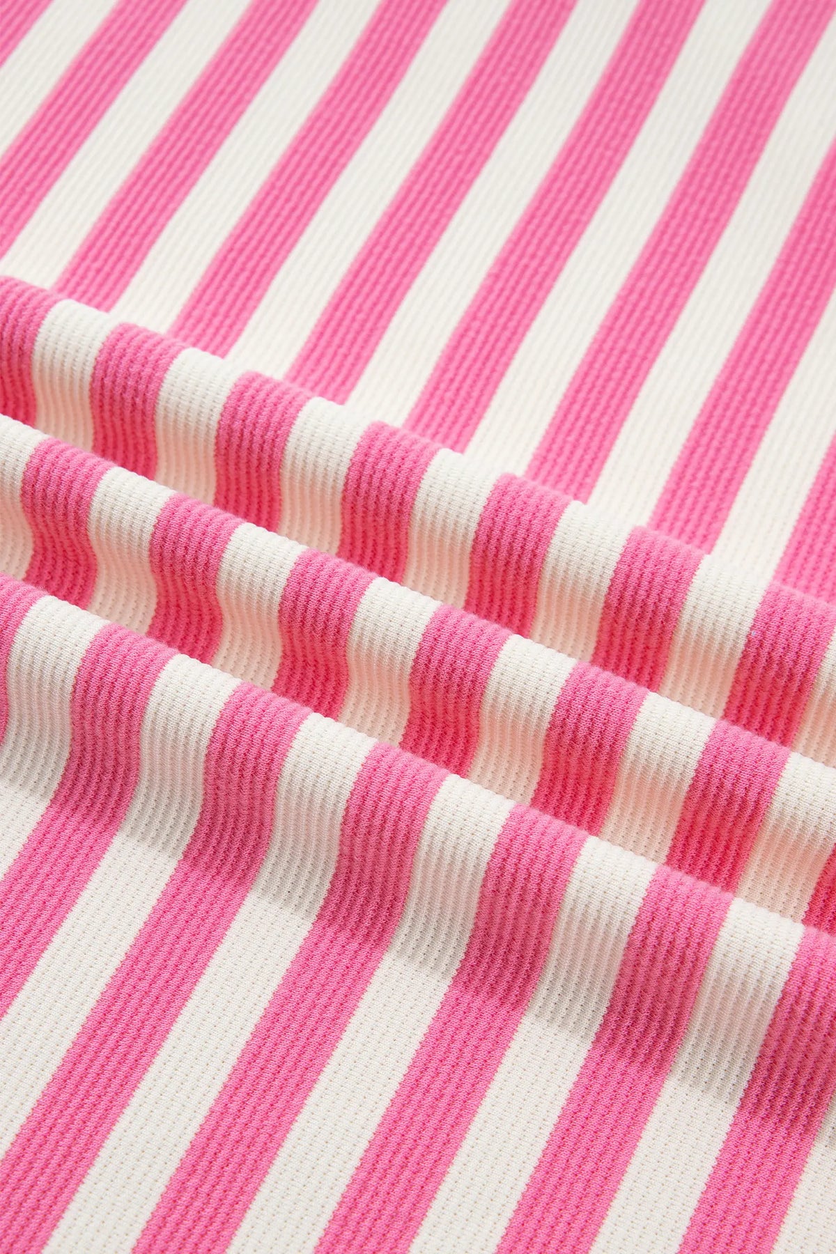 Contrast Patchwork Short Sleeve Loose Tee – Pink Stripe