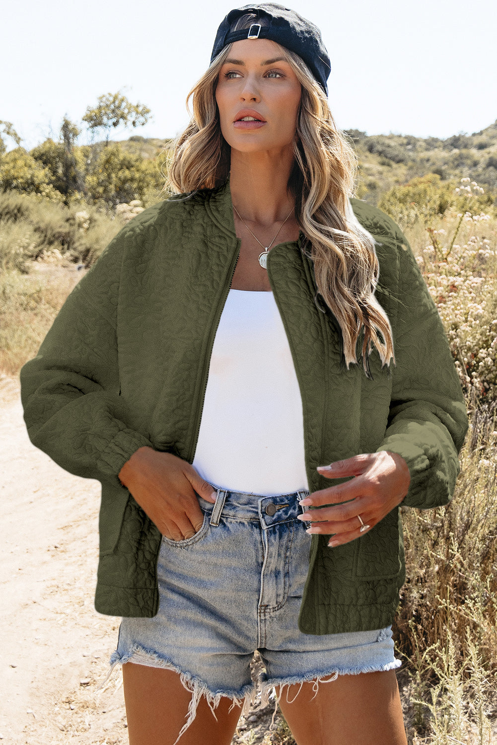 Jungle Green Floral Quilted Jacket Beagle Boutique Fashion Outlet