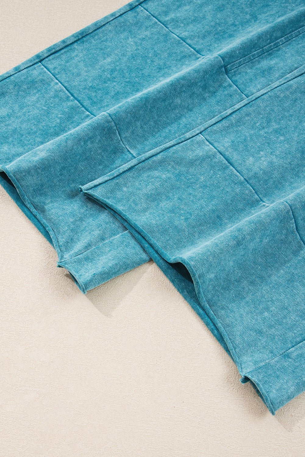Mineral Wash High Waist Raw Hem Patched Trousers eAura
