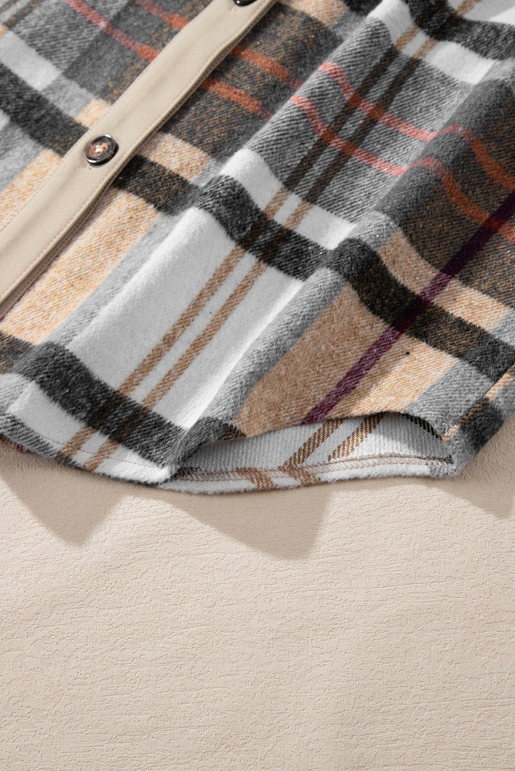 Khaki Plaid Patchwork Long Sleeve Shirt Mini Dress eAura